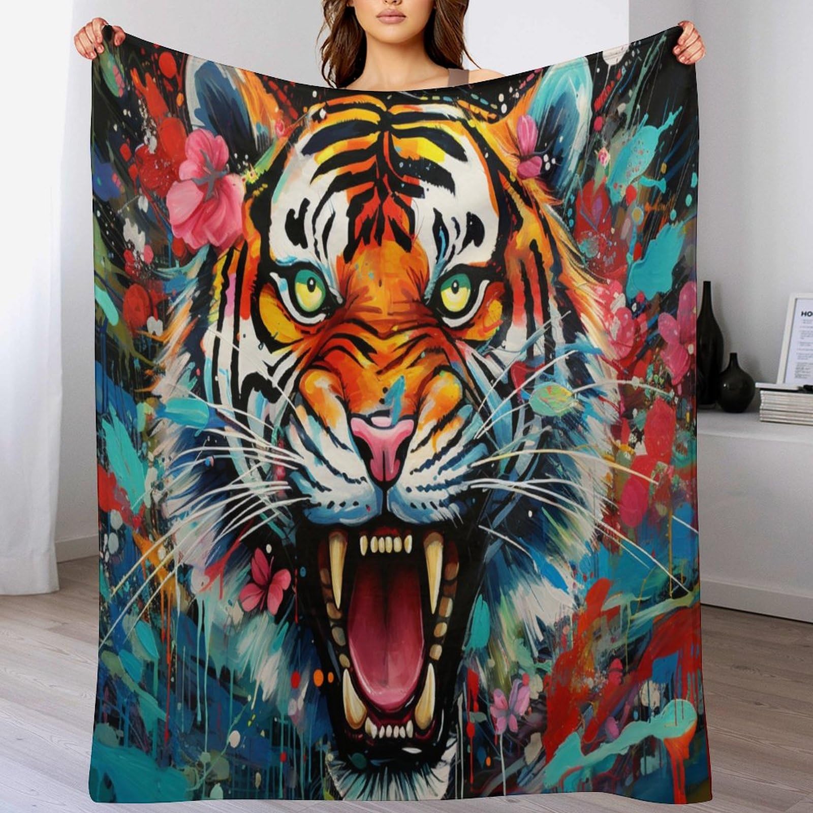 Couverture Polaire Tigre Chaude pour Protéger le Canapé et Rester au Chaud
