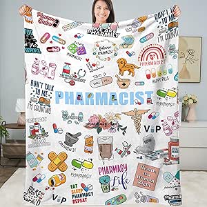 Pharmacy Pattern Print Hooded Blanket