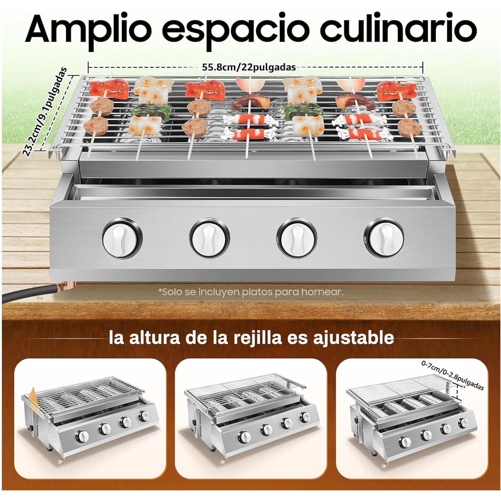 Wewnętrzny grill gazowy na zewnątrz z 4 palnikami, przenośny grill LPG, piec do grillowania ze stali nierdzewnej, kuchenka stołowa i siatka do gotowania, komercyjny brojler gazowy na podwórko patio do