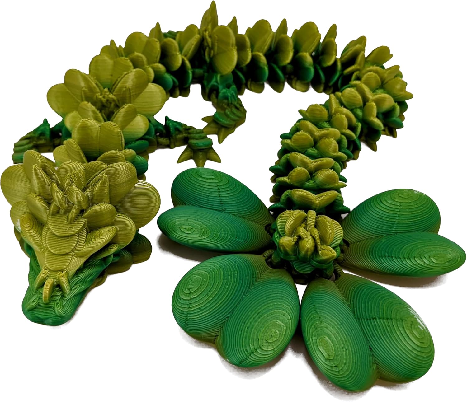 3D MENAGERIE 3D Printed 4-Leaf Clover Dragon - Articulated Plastic Toy Figurine