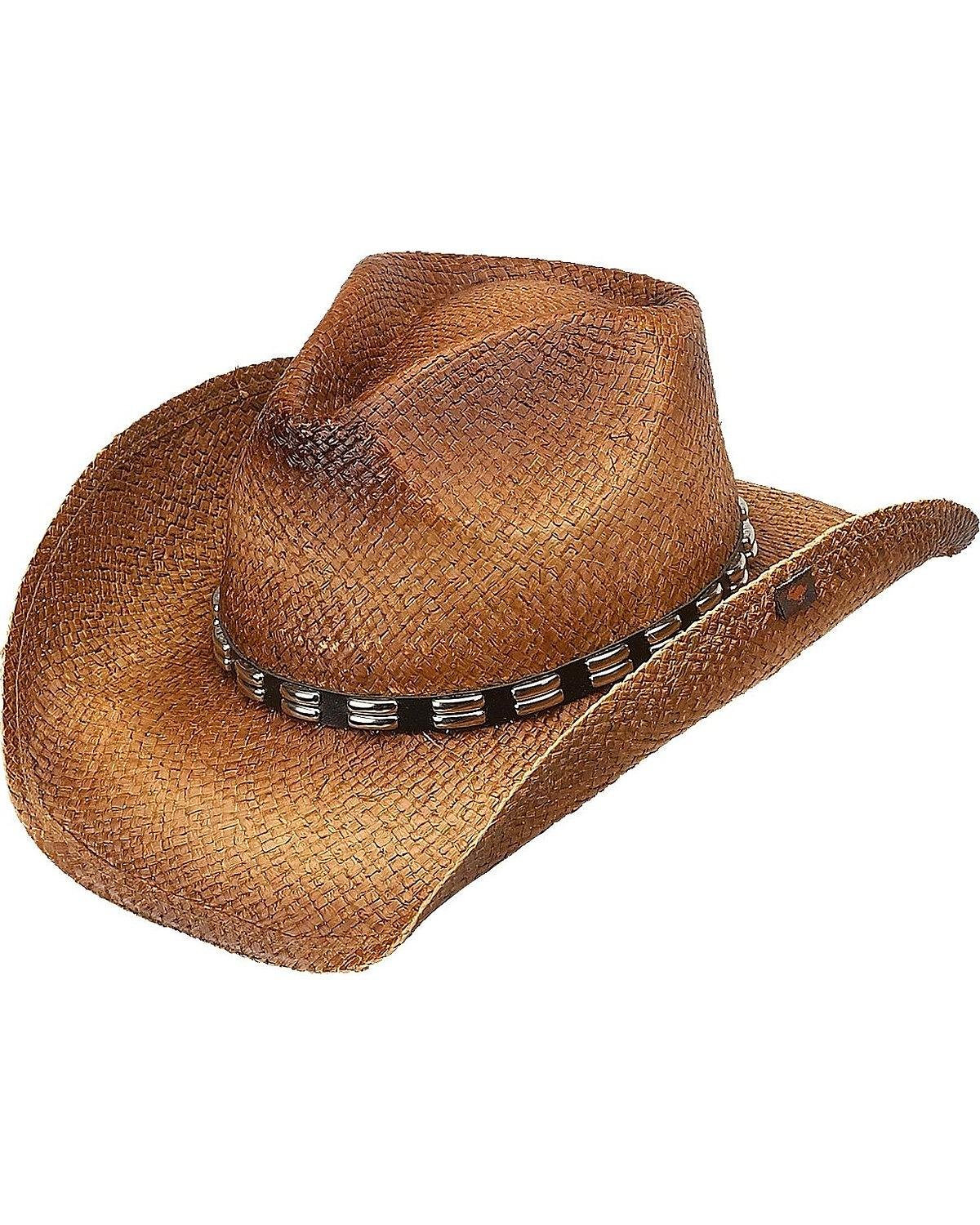 Peter Grimm Unisex Brown Ltd Men's Bret Studded Raffia Straw Cowboy Hat One Size