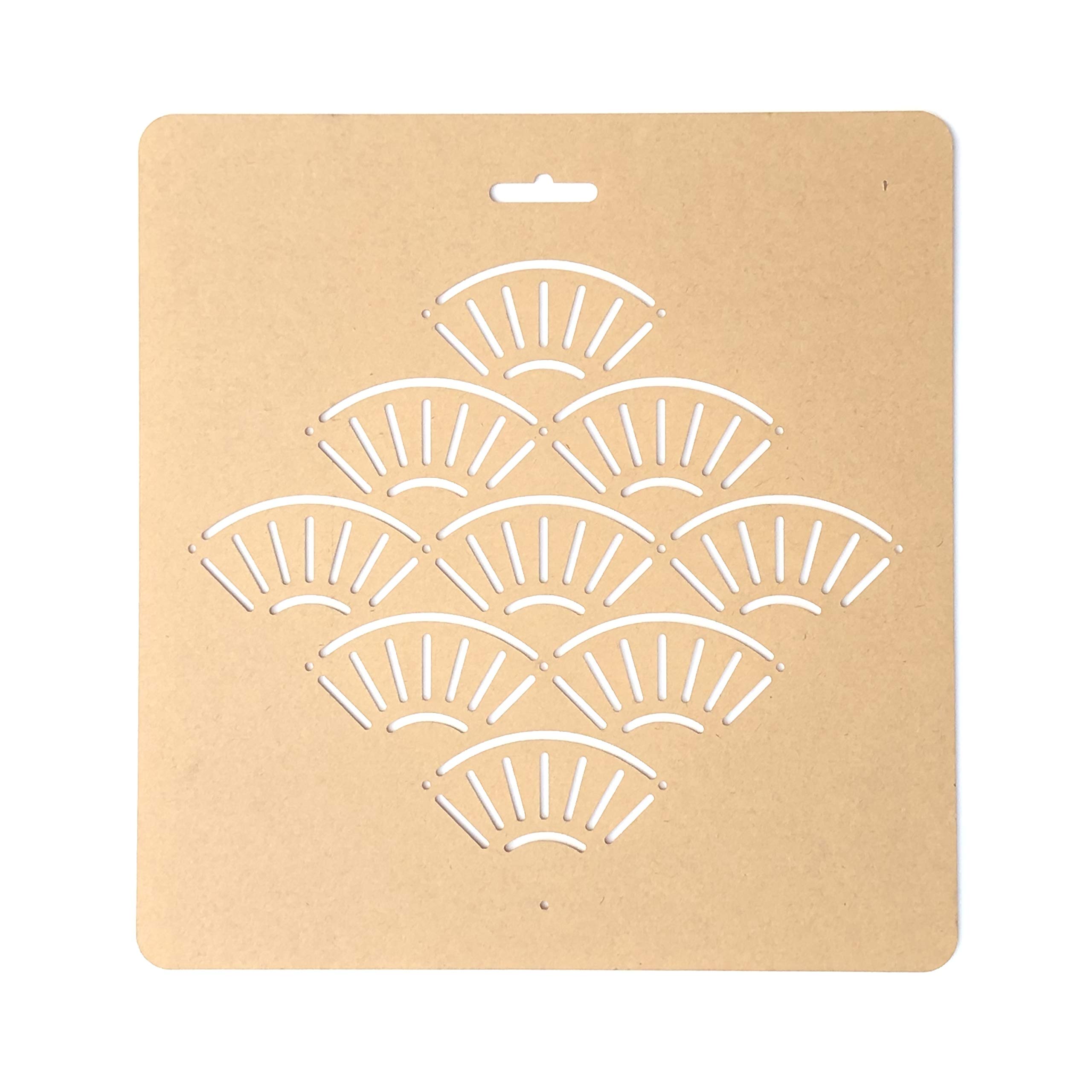 Sashiko Stencil by Acrylic - Sashiko Embroidery Pattern - Quilting Stencil | Fan-Shaped