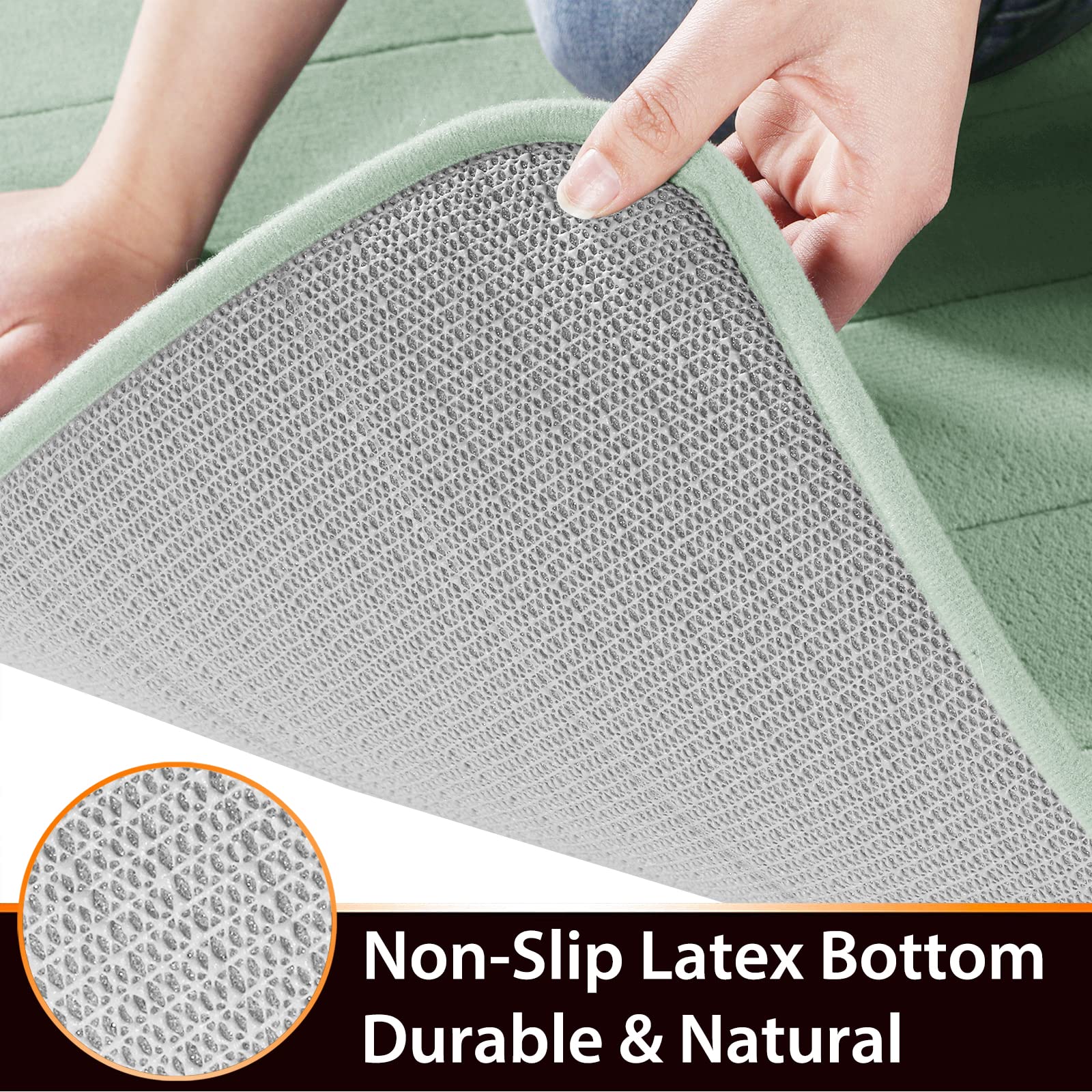 Yimobra Memory Foam Bath Mat Large Size, 36 x 24 Inches,Soft and Comfortable, Super Water Absorption, Non-Slip, Thick, Machine Wash, Easier to Dry for Bathroom Floor Rug, Pale Green