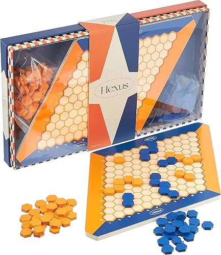 Hexus - Juego de mesa tradicional de estrategia para 2 jugadores con rejilla hexagonal de madera de 11 x 11 pulgadas y azulejos hexagonales