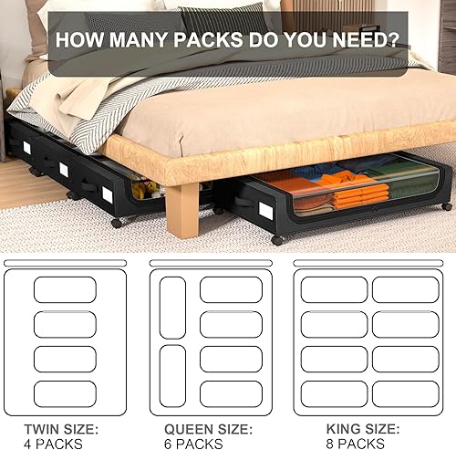 Miniatura 6 de GoMaihe Almacenamiento debajo de la cama con ruedas y tapas contenedor de almacenamiento enrollable mejorado debajo de la cama, organizador de