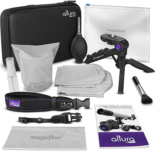 Altura Photo Camera Accessories Bundle - Photography Accessory Kit for Canon Nikon Sony DSLR & Mirrorless Cameras, Includes Small Tripod, Wrist Strap and Lens Cleaning Set