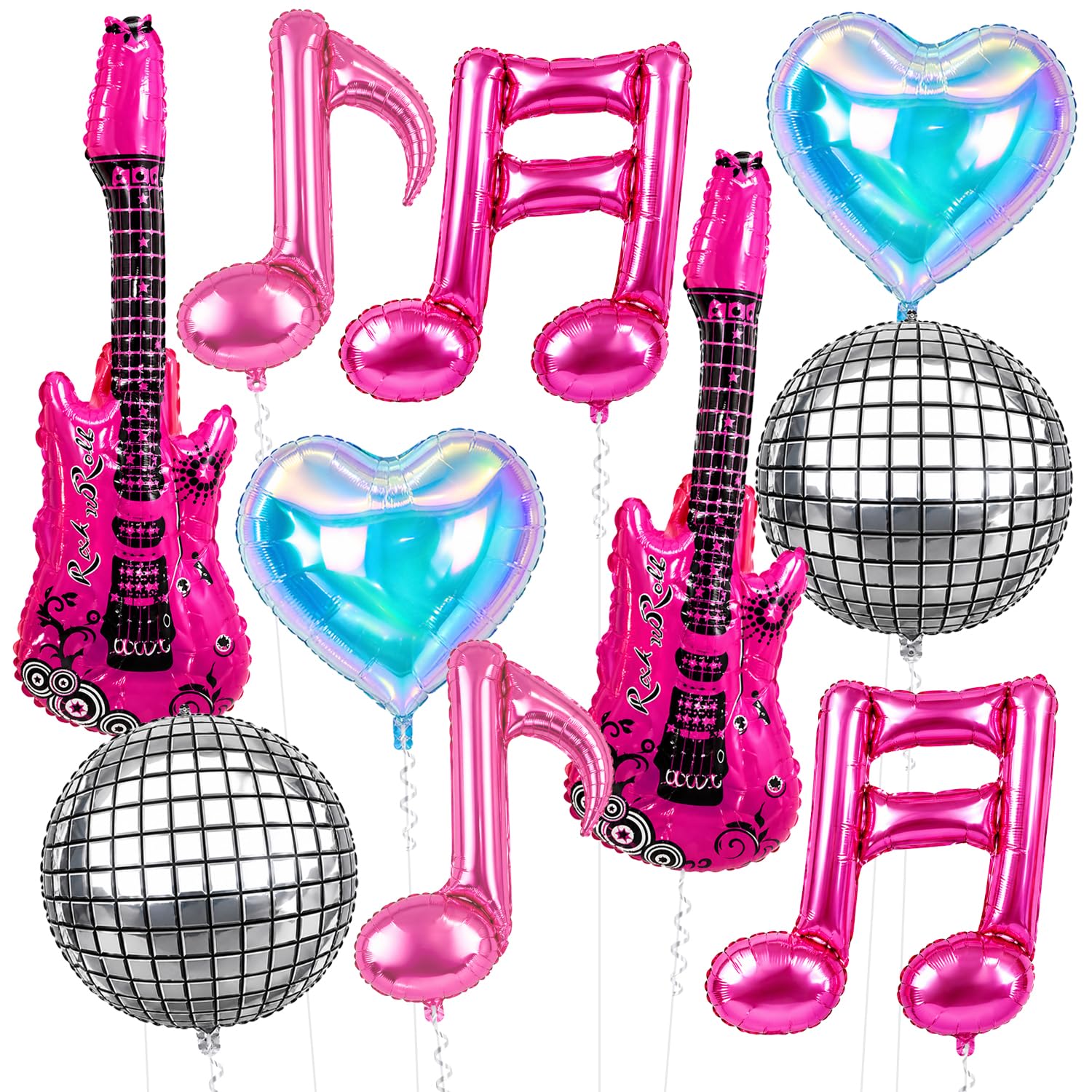 Rozi Decoration Music Theme Foil Balloon Set with Guitar, Musical Notes, Heart & Disco Balloons, 10 Pcs Party Decoration Kit for Birthday Celebration & Music Theme Party-image-15