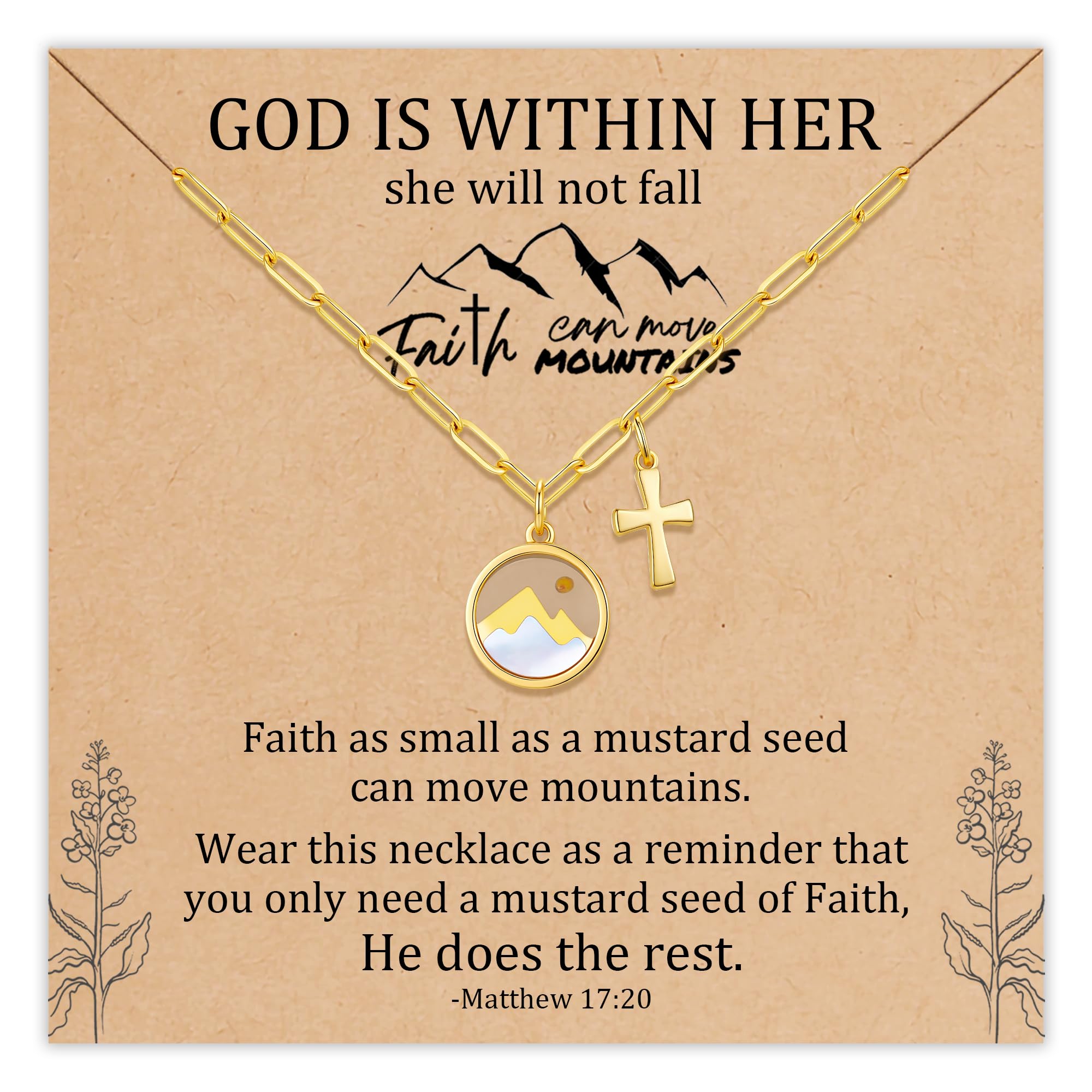 Sereney Cross Necklace for Boys Girls as Birthday Baptism Christian Gifts