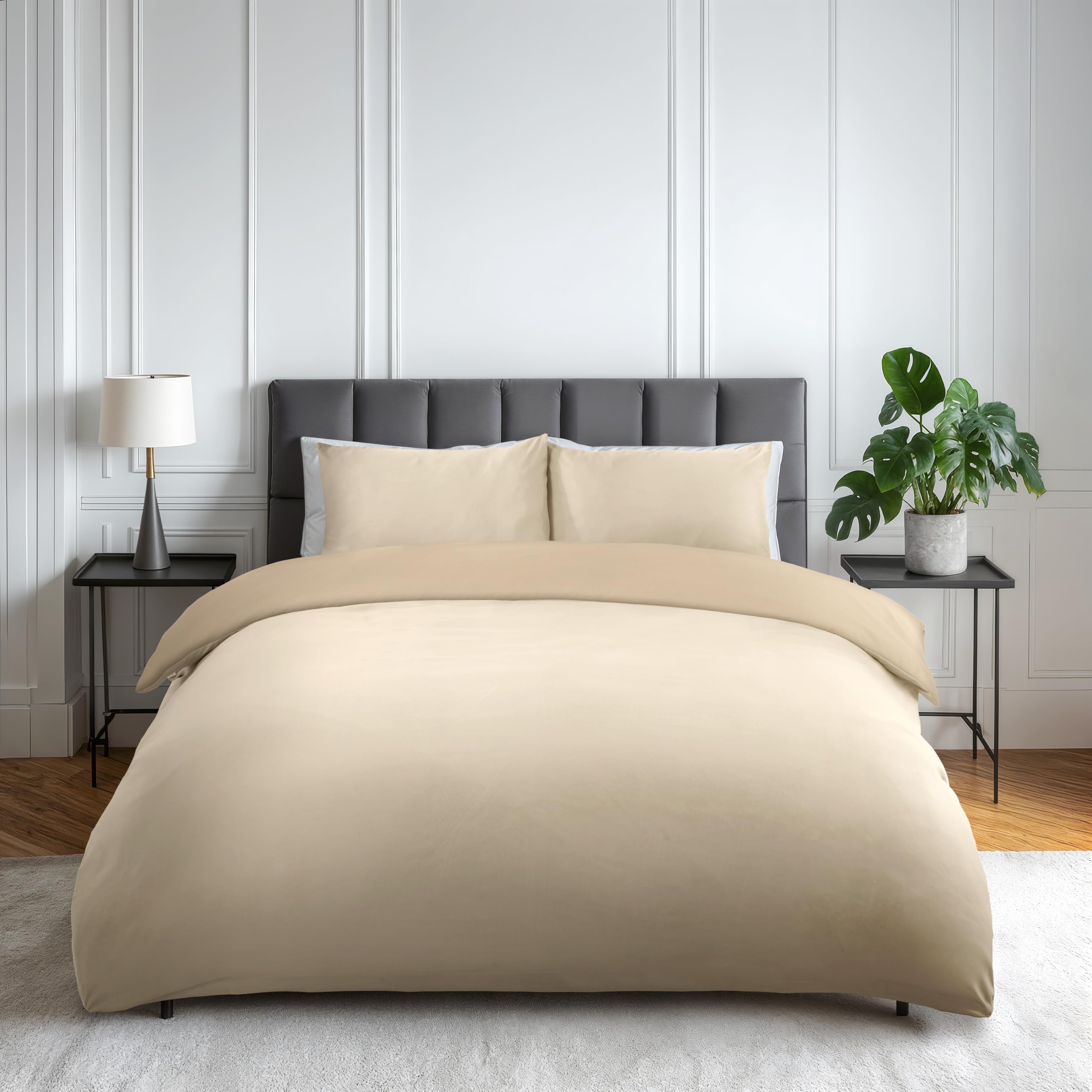 Emma Barclay Lyla Reversible Duvet Single Bed Stone/Ecru