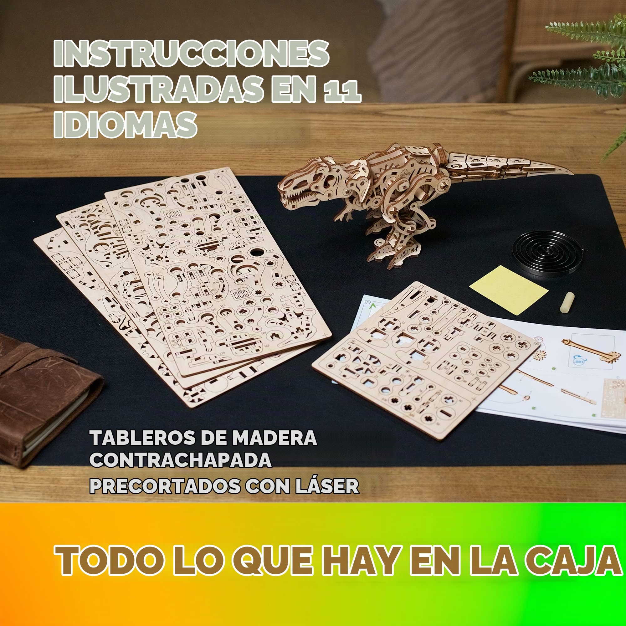 UGEARS Tyrannosaurus Rex - Maqueta Madera 3D para Adultos - Puzzle Madera 3D Mecánico - Modelismo Maquetas para Construir Y Montar - Maqueta 3D Dinosaurio Set de Rompecabezas Adultos