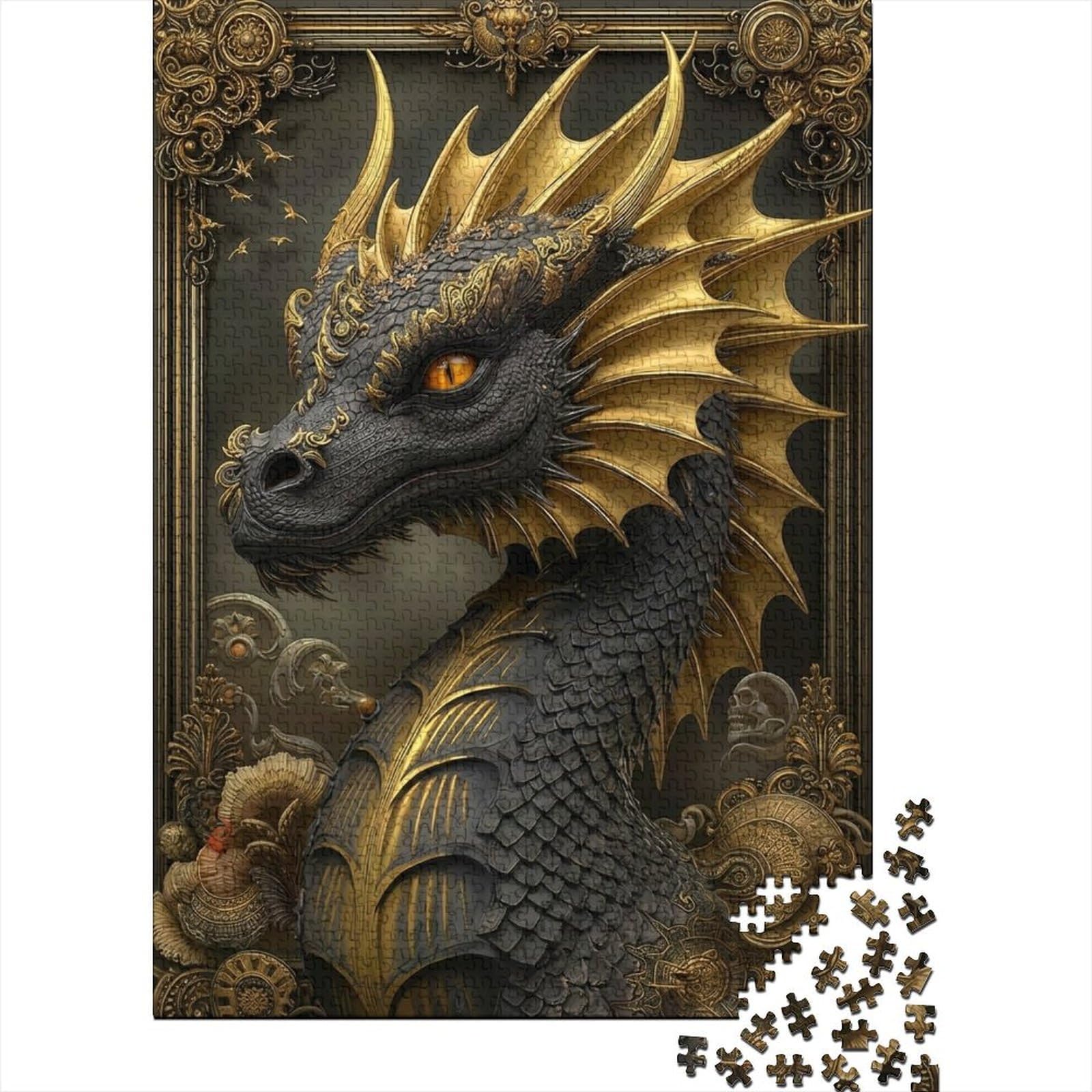 Mystic Dragon 1000 Piece Jigsaw Puzzle Paper Adult Fantasy Art Scene Puzzle Game for Family Stress Relief Home Gift 70x50cm/1000pcs