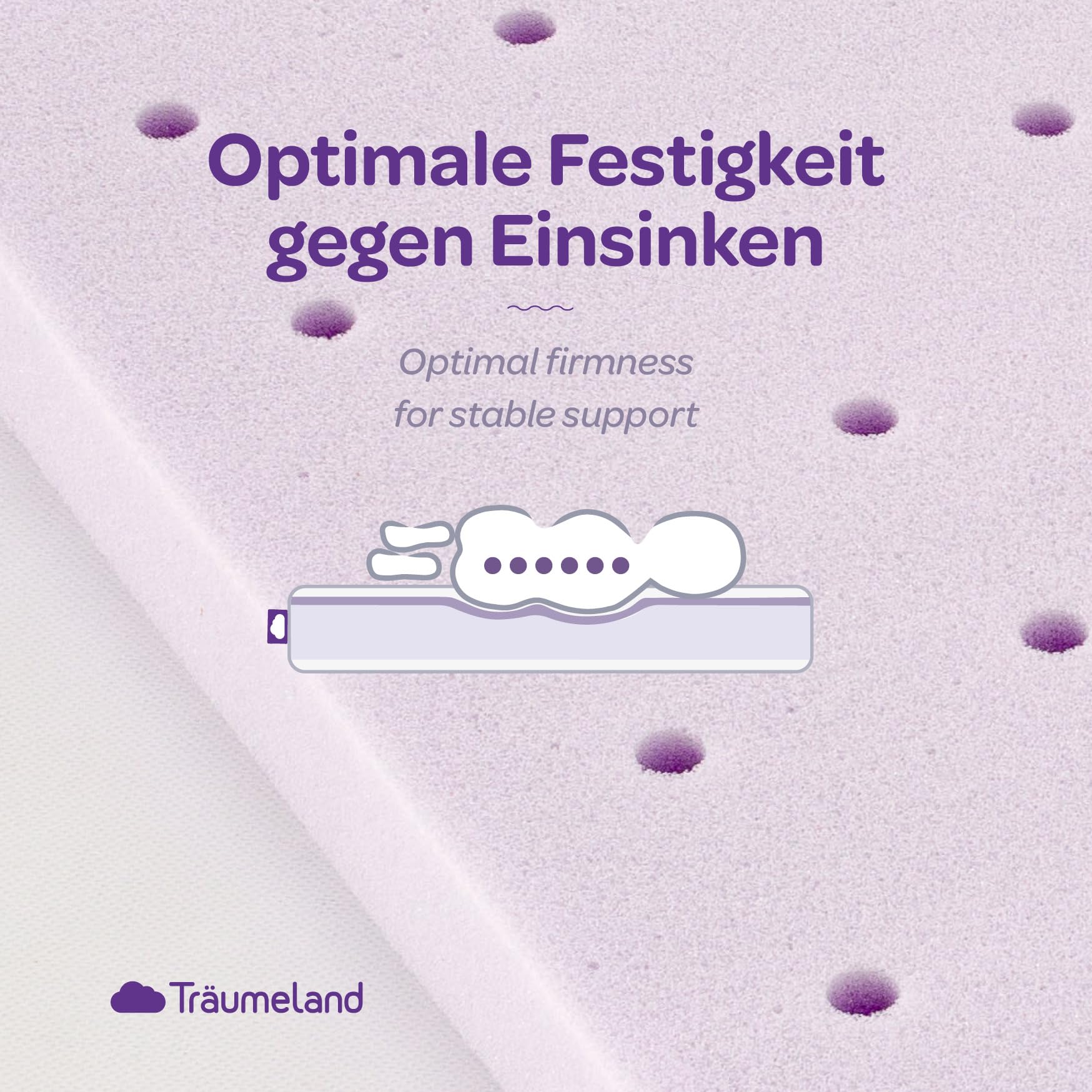 Träumeland Materasso per passeggino Brise Light adatto per Hartan, 33 x 78 x 6 cm, ovale