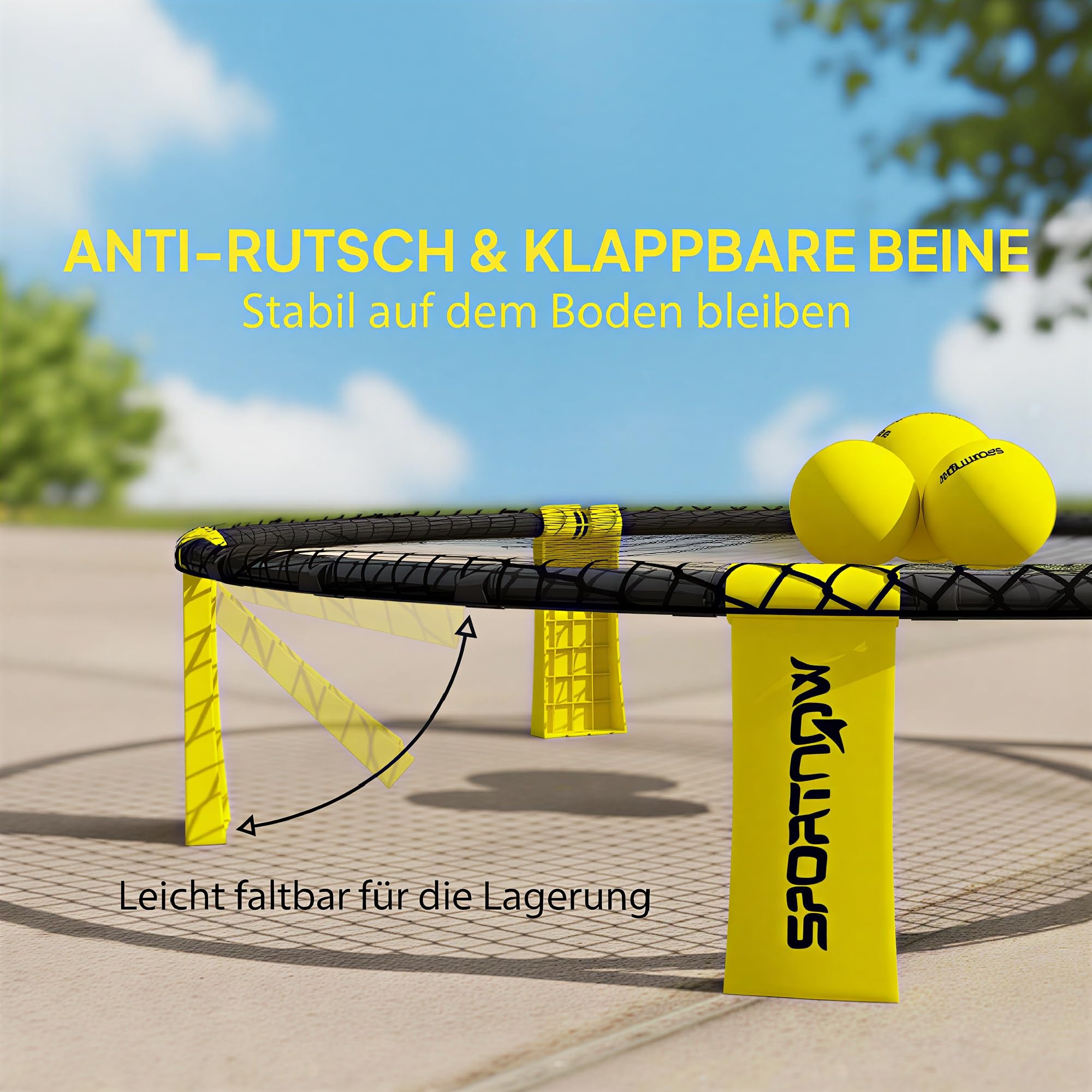 SPORTNOW Roundnet Set Spieleset mit Spielnetz, 3 Bällen, Tragetasche und Ballpumpe, Blinngoball Set für Garten, Park, Strand, drinnen