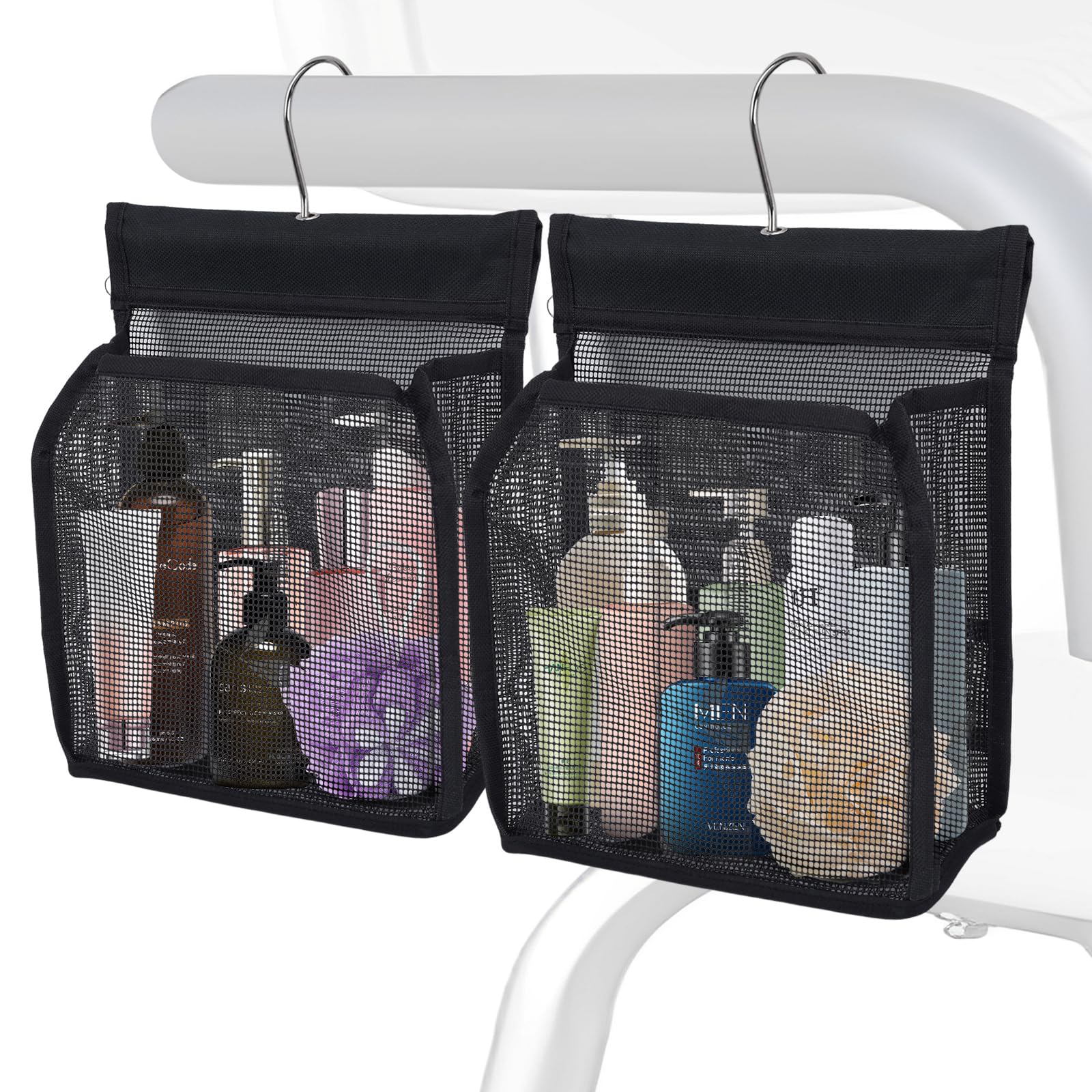 ieddet 2 Pack Hanging Shower Caddy for Shower Chair Mesh Shower Caddy with Hooks for Elderly Pregnant Patient