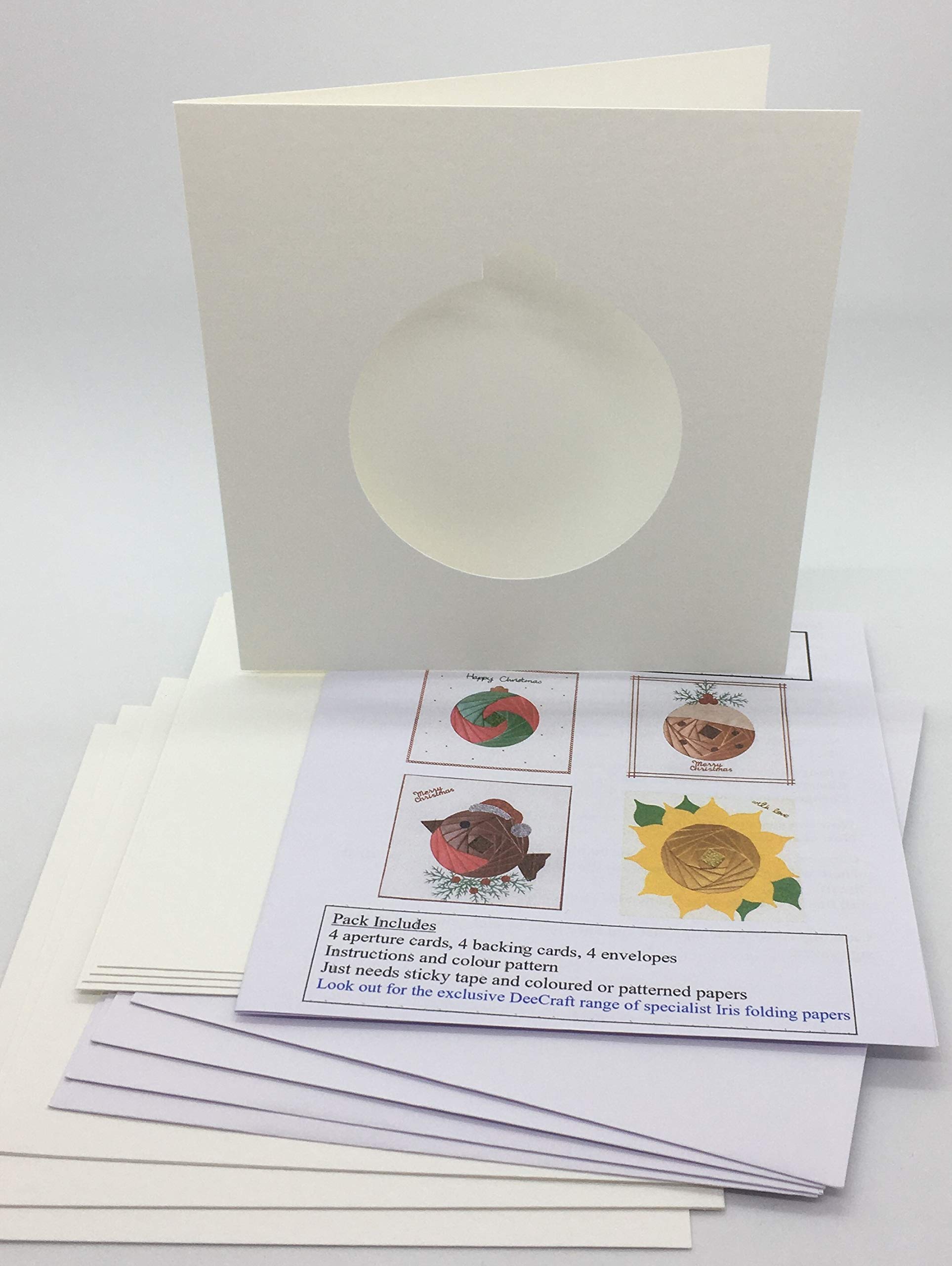 Deecraft White Iris Folding Card Pack Xmas Bauble 15Cm Size, Makes 4 Cards Handmade Craft
