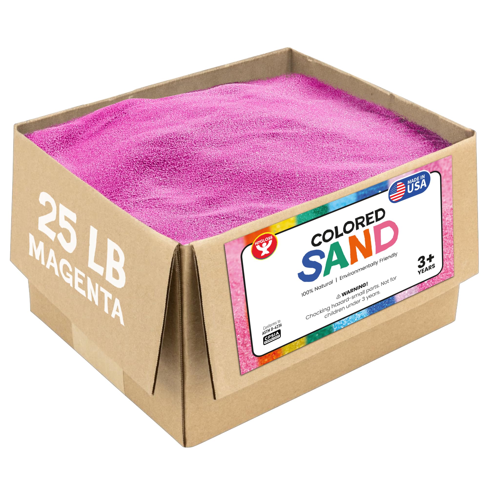 Hygloss Colored Sand for Crafts – 25 lb , Magenta – Vibrant Colorful Fine Sensory Play Sand Art Kits for Kids – Classroom Activities for Children 3 4 5 6 7 8 9 10 11 12 – Safe for Ages 3+
