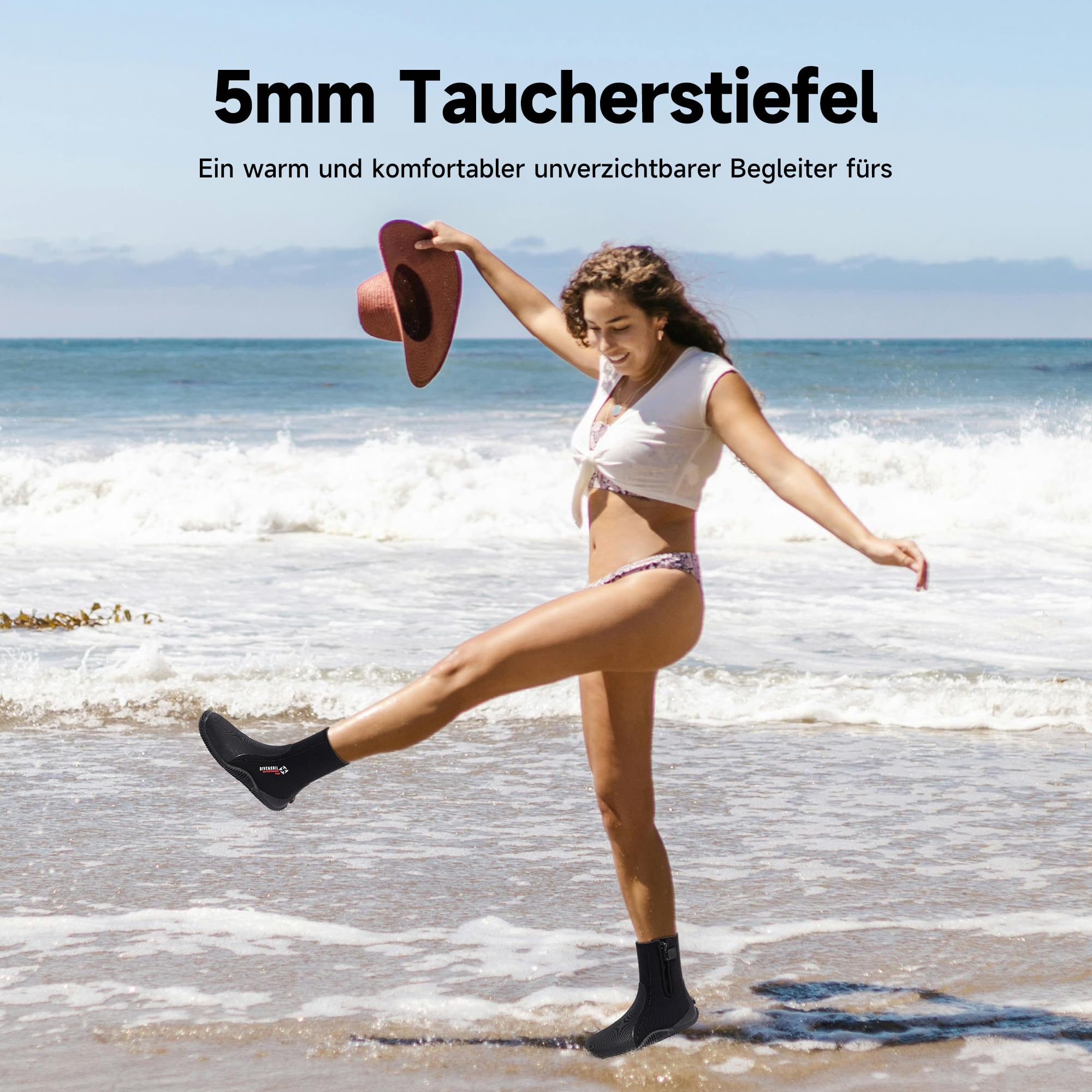 X-mAnTA Neopren Tauchstiefel 5mm Unisex Kurzer Schnitt mit Halbstarrer Gummisohle Fersen & Knöchelschutz für Gerätetauchen Surfen SUP und Canyoning