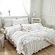 GETIYA Fluffy Seersucker Bed Linen, 135 x 200 cm, Elegant White Bed Linen, Girls, Women, Aesthetic Ruffle Bed Linen, Microfibre, Plain Duvet Cover, Single Bed with 1 Pillowcase 80 x 80 cm Product Image 5