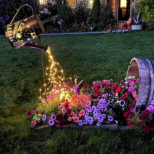 Miniatura 1 de Luces solares para decoración de jardín al aire libre, regadera, luz de paisaje, linterna colgante grande de cascada, decoración de patio