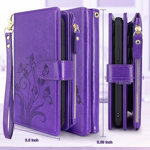 Miniatura 5 de Lacass Funda compatible con Samsung Galaxy S23 5G 2023 12 ranuras para tarjetas Soporte para dinero en efectivo para tarjetas de identificación,