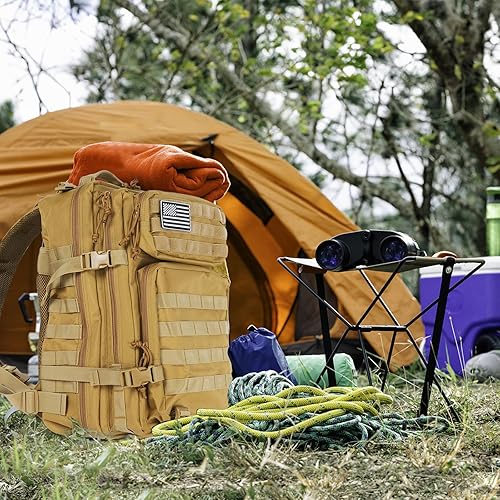 Miniatura 7 de Mochila táctica militar 45L, Caqui, Táctica