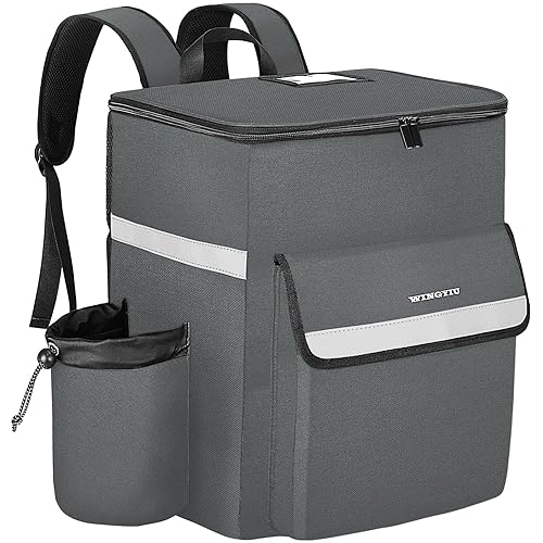 Mochila térmica para entrega de alimentos con portavasos, mochilas aisladas para entrega de pizza, bolsillo de malla y ventana de recibos, enfriador