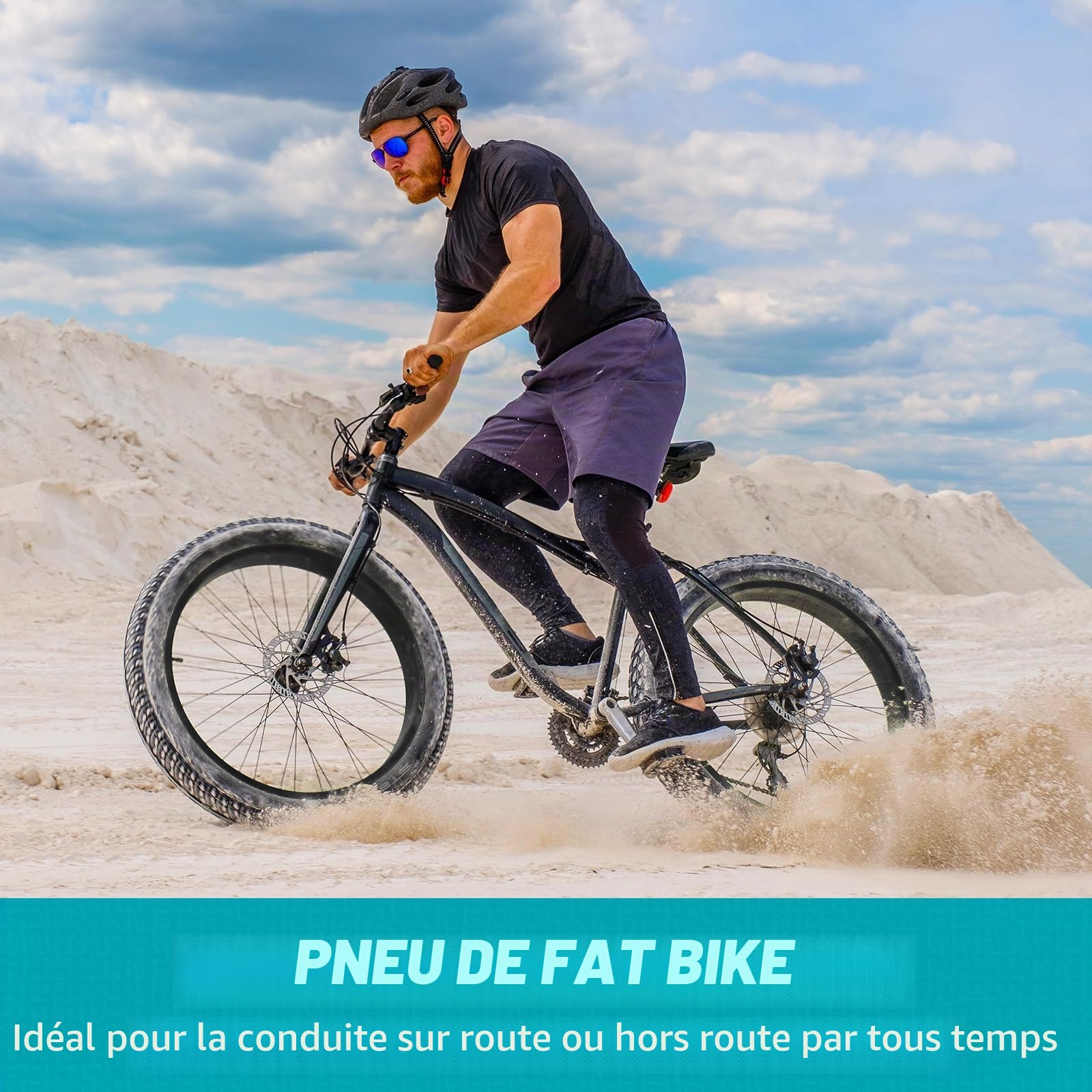 ZUKKA E Bike Pneu de vélo 26 x 3,0 avec pneus graisseux Heavy Duty High Performance Wear-Resistant E-Bike Mountain Snow Bike Noir