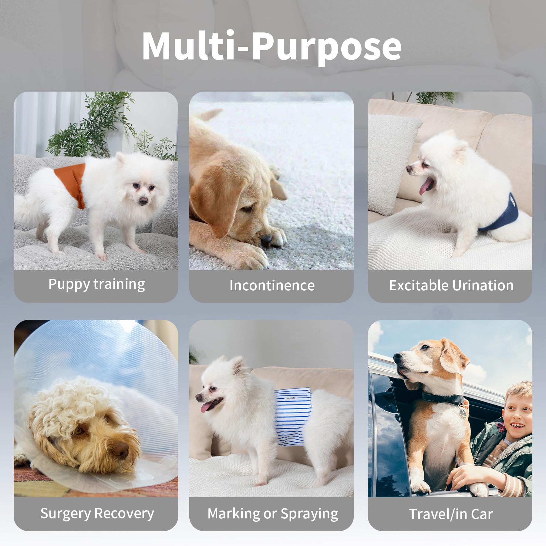 Vecomfy Bauchbänder für männliche Hunde (5er-Pack), hochwertig, waschbar, wiederverwendbar, extra groß, auslaufsicher, Größe XXL