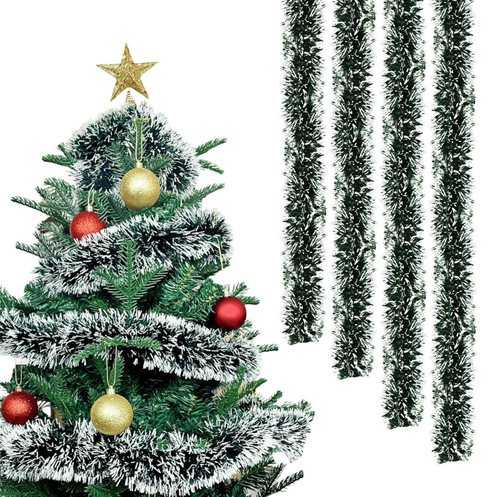 Ghirlanda per l'albero di natale 3m, catena natalizia, verde