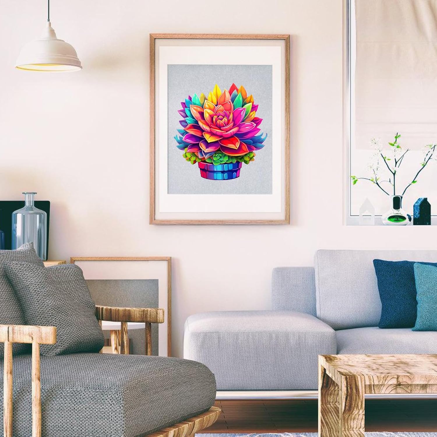 Reouinty Mother's Day Wooden Puzzles for Adults, Colorful Flower Pot Jigsaw Puzzle, Unique Plant Shaped Puzzle Pieces, Wood Puzzle with Beautiful Package, Best Gift for Family Game 11.2x11.2 in