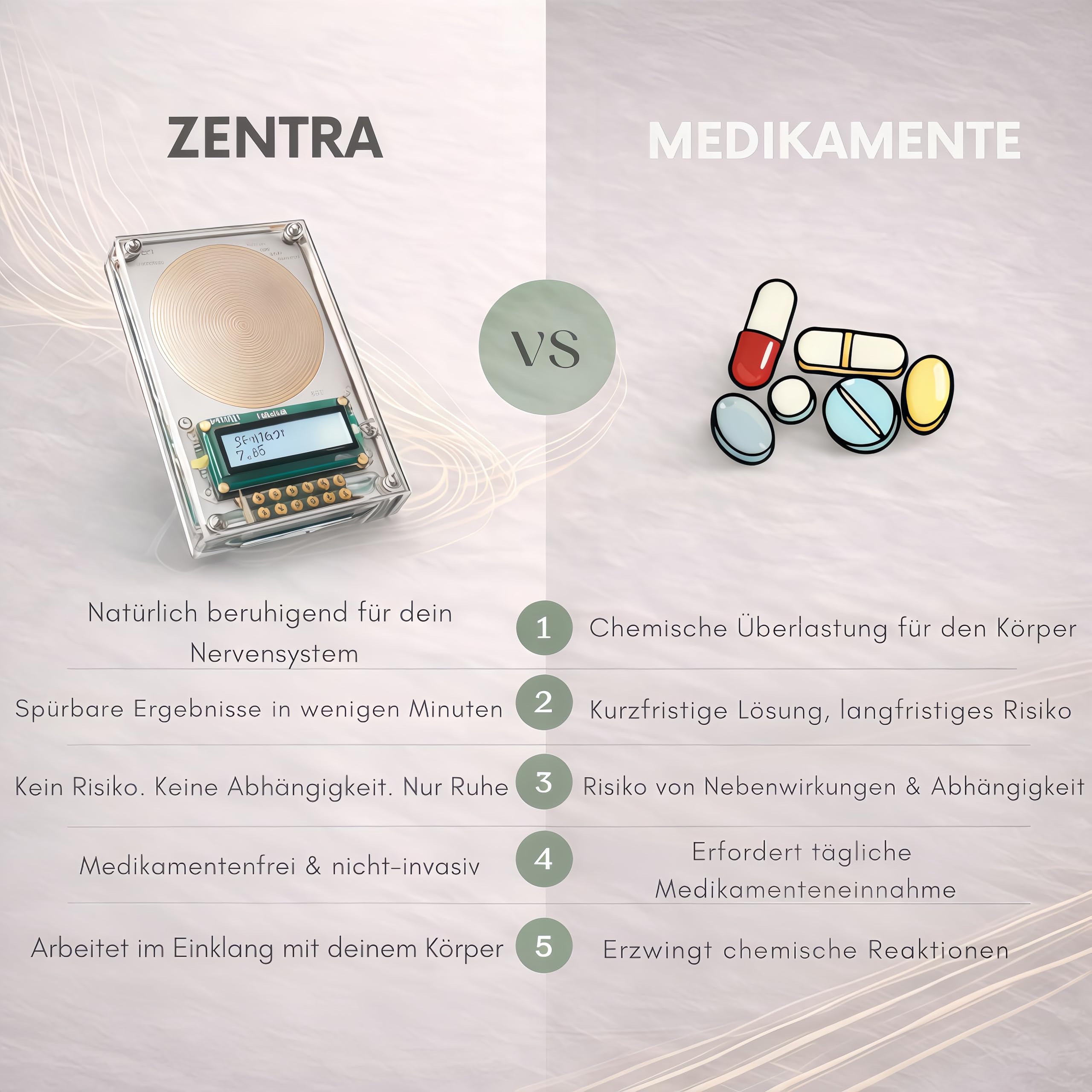 ZENTRA Premium-Gerät Schumann Resonanzgenerator, einstellbar mit Display und USB-Anschluss, Frequenzgenerator für Einschlafhilfe, Entspannung und Meditation, natürliche Raumharmonie