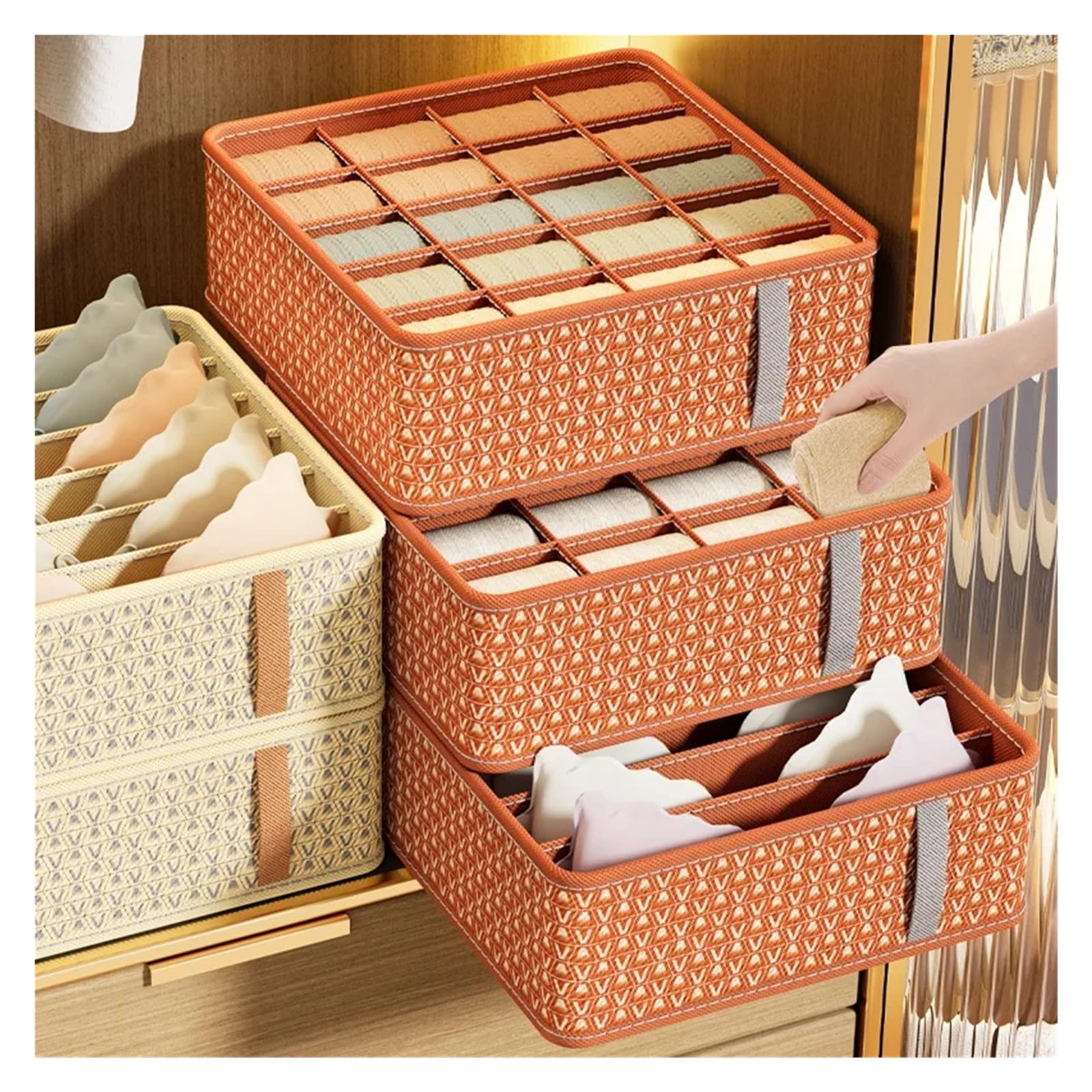 Organizzatore per cassetti della Biancheria Intima, Scatola Porta Calzini, Reggiseno, Slip, Armadio, separatore per Vestiti