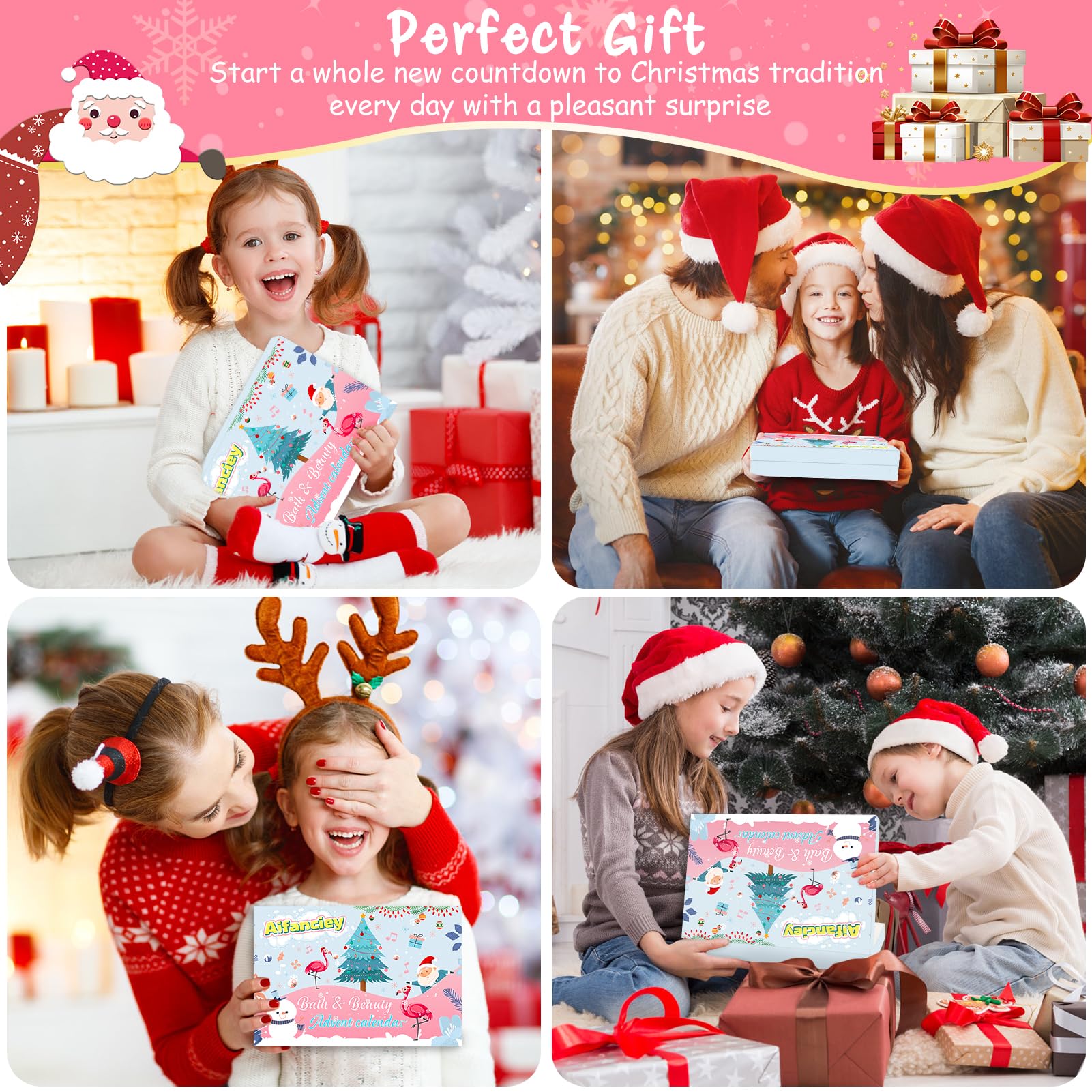 Aifanciey Calendario Avvento Bambini 2025, Unicorno Stella Calendario Bombe da Bagno Sorpresa Idee Regalo Natale, Compleanno per Bambini Ragazze 4 5 6 7 8 9 Anni, rosa
