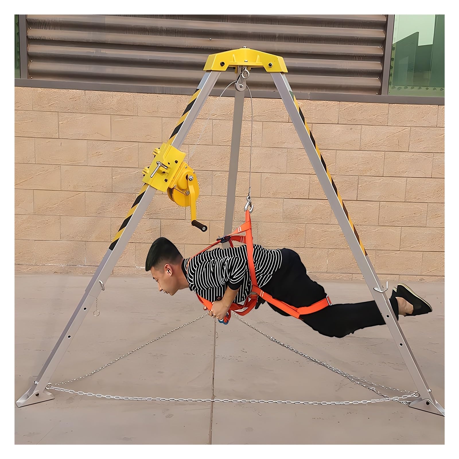 Portable Tripod Equipment for Lifting, Confined Space Tripod Kit with 1200 1800 2600 lbs Winch, Safety Harness Fall Protection Kit Rope Rescue Tripod (Size : 1200 Winch+Safe Belt)