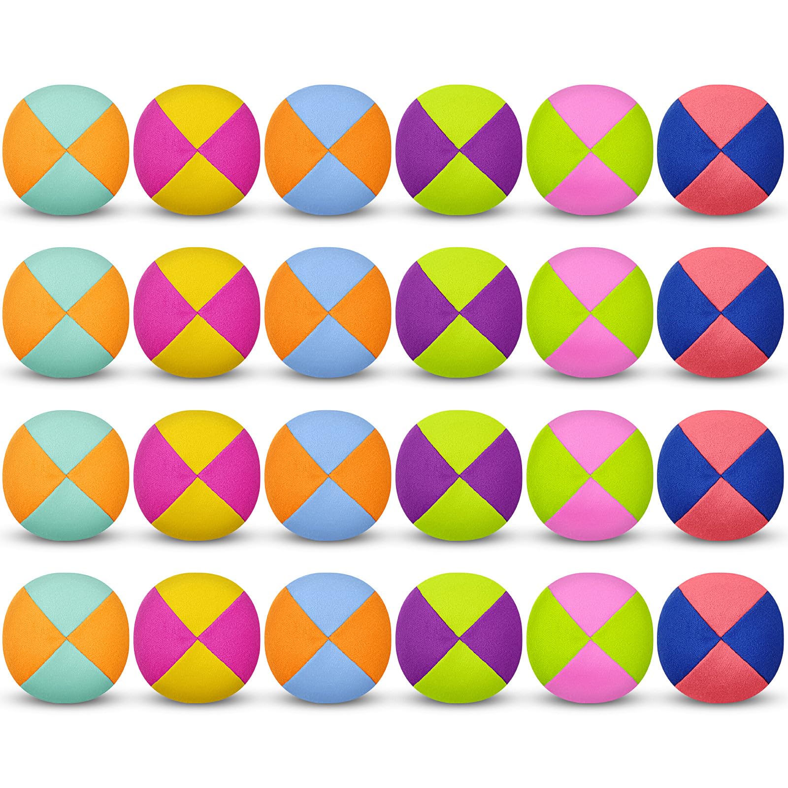 Liliful 24 Pcs Footbag Balls 2.56 Inch Juggling Toy,Rainbow,Retro