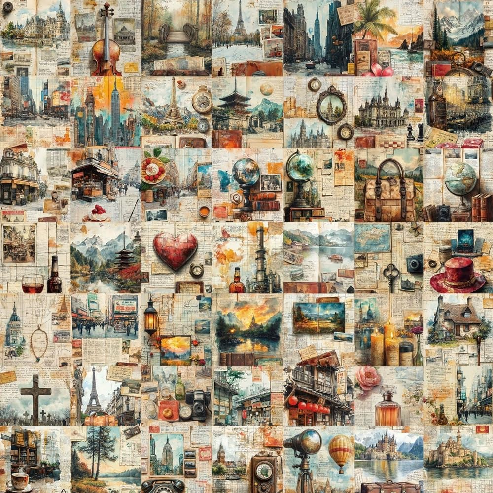 50 Stück Reise-Tagebuch Aufkleber Pack Altes Reisetagebuch Sticker Set Wasserdichte Vinyl Sticker für Laptop Kinder Autos Motorrad Fahrrad Skateboard Gepäck Koffer Computer Aufkleber Graffiti Decal