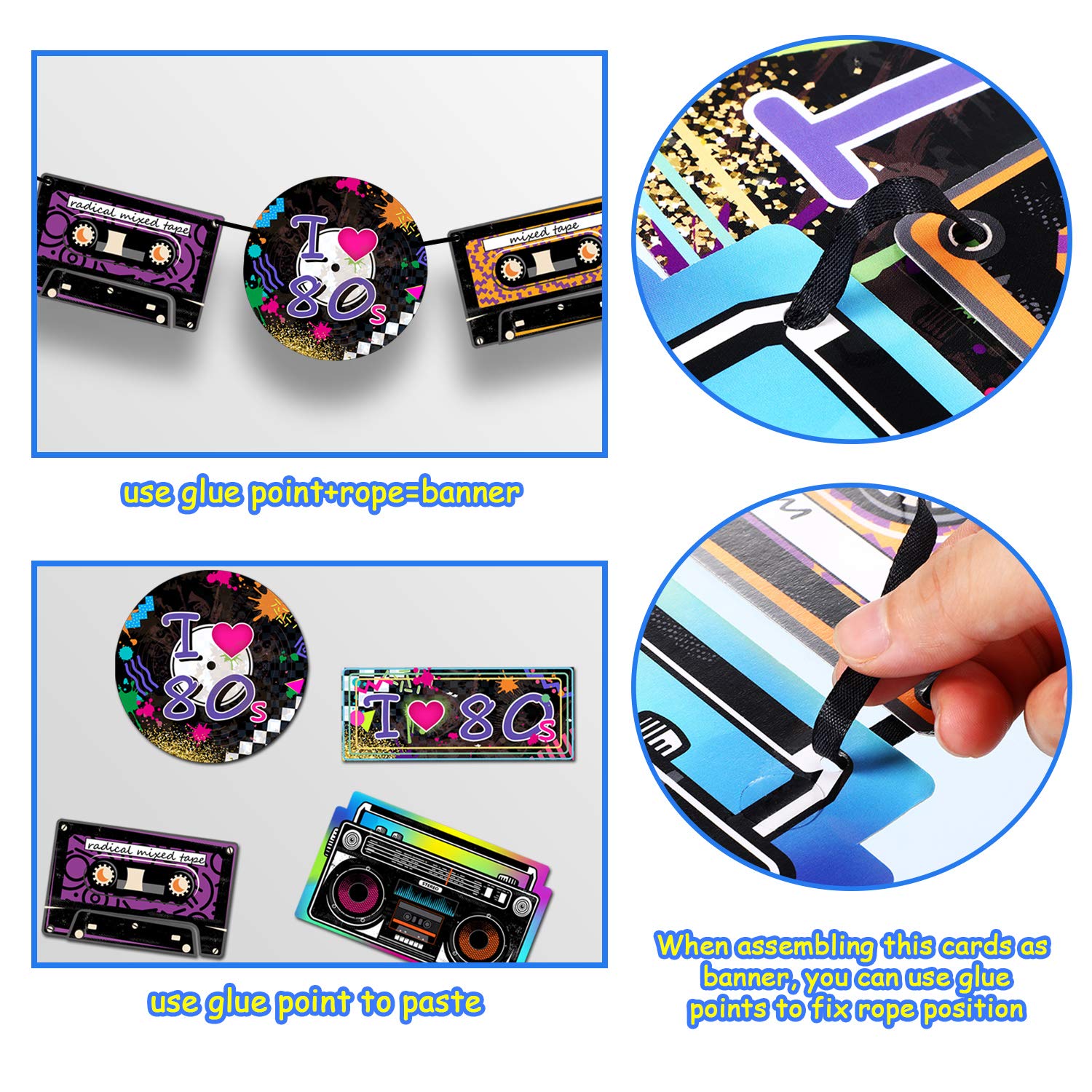 80's Party Supplies, 24 Pieces Cassette Tape Cutouts with 7 Different