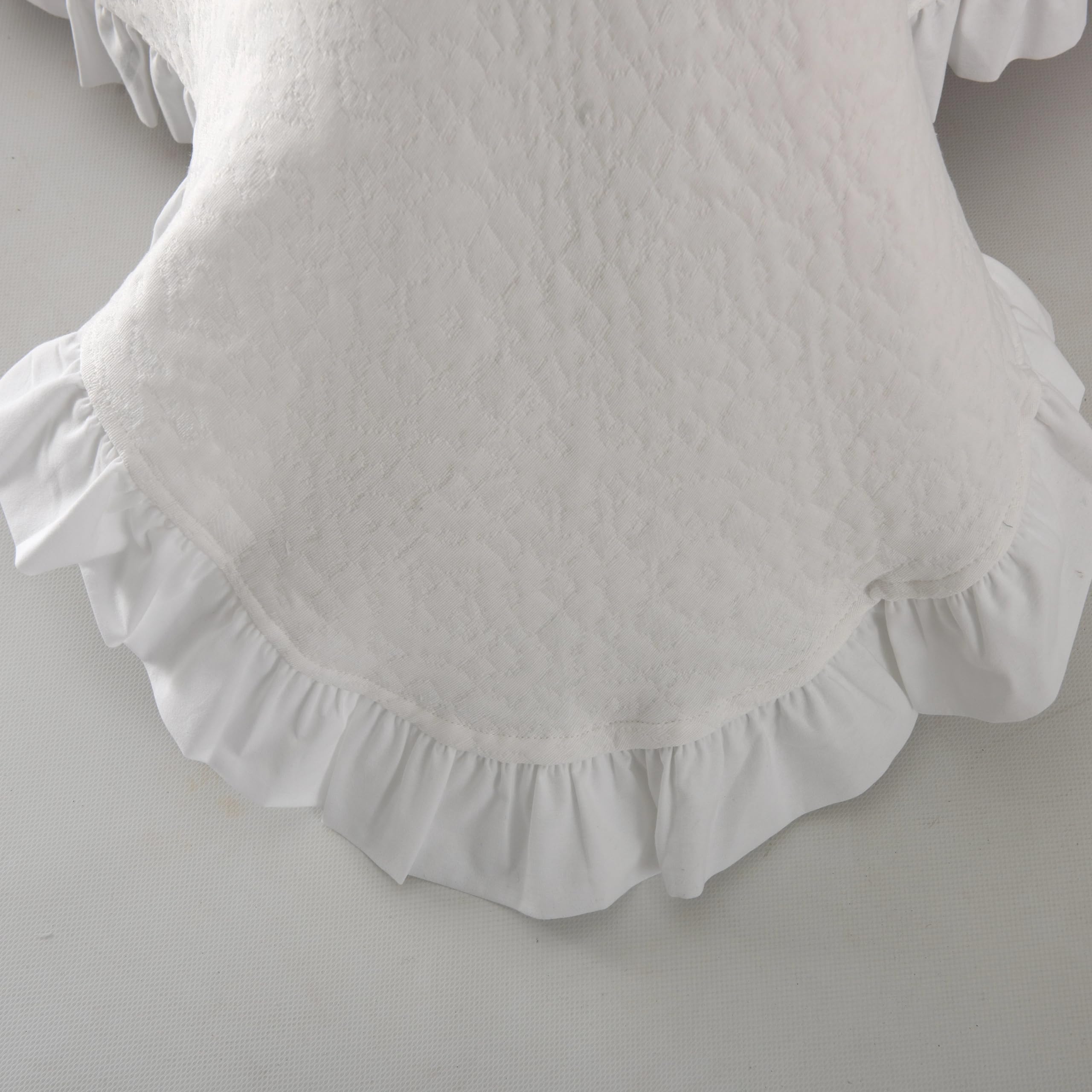Colcha Marina con Volante Blanco - 50% Algodón, 50% Poliéster - Cama 150 cm (Colcha 240 x 260 cm) - Geométrico- Fabricado Portugal