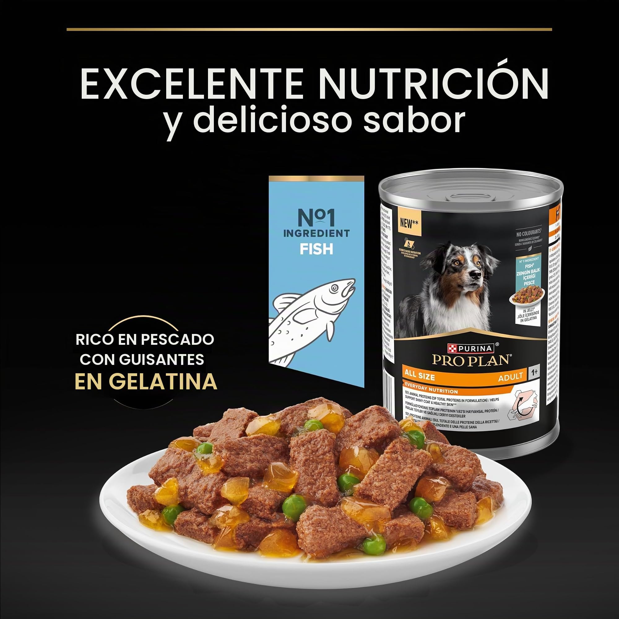 Pro Plan Comida Húmeda perro trozos gelatina Pescado 12x400 g