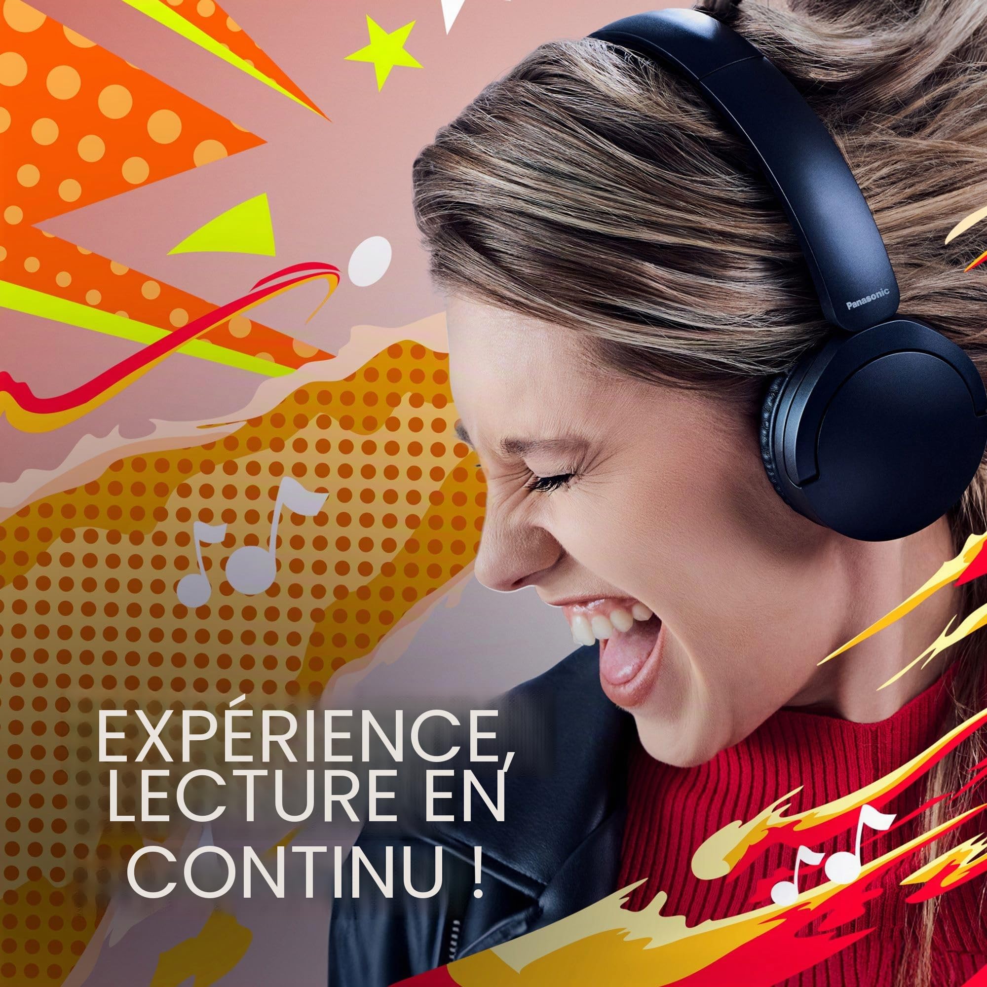Panasonic HF630, Casque Audio sans Fil Supra-auriculaire, Micro Intégré, Bluetooth 5.3, Multipoint, Design Pivotant, jusqu'à 72 Heures d'Autonomie, USB-C, Bleu