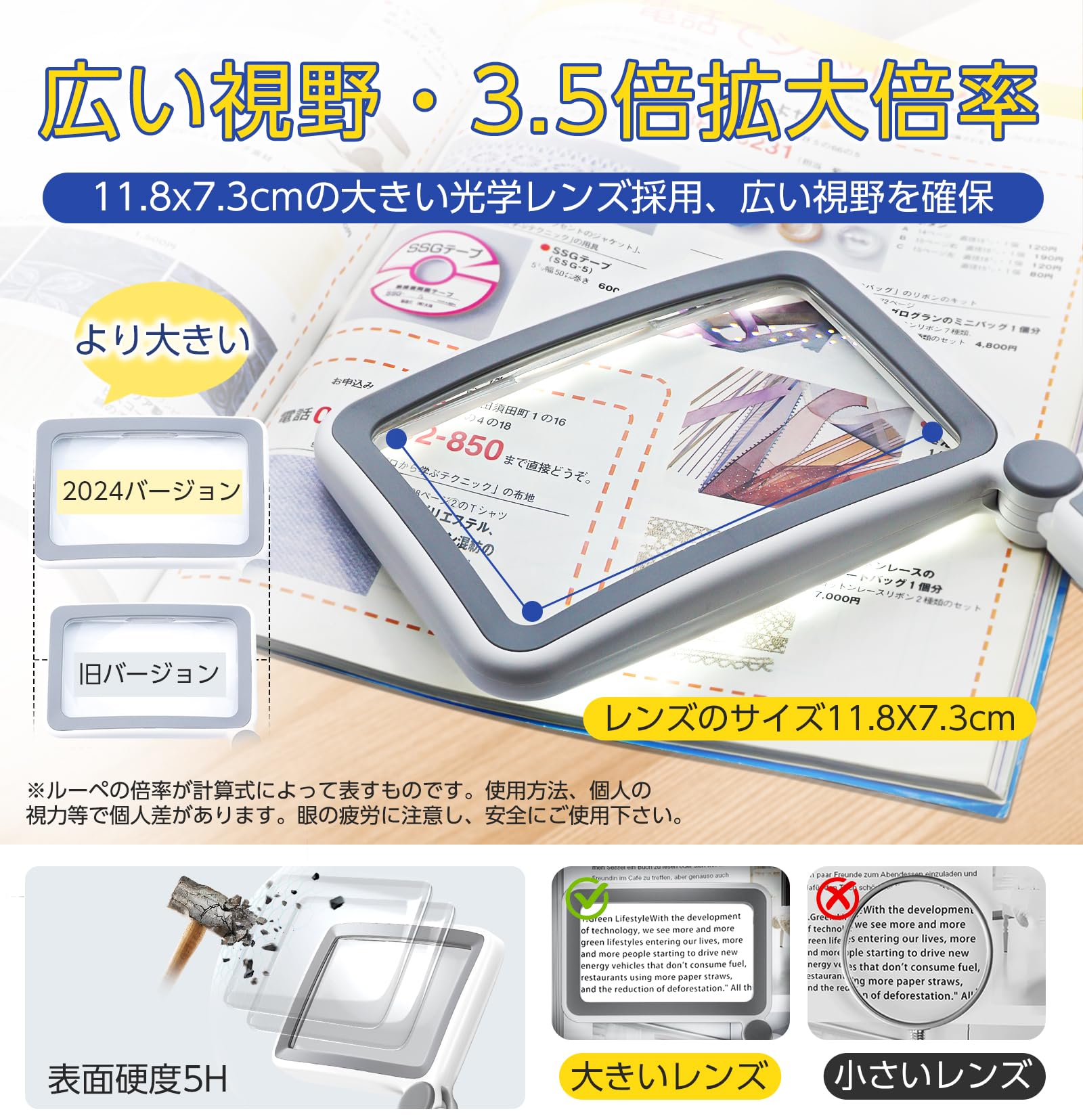 3倍拡大鏡 USB充電式 ホワイト Amazon.co.jp: ZenCT ルーペ 手持ち 拡大鏡【倍率3.5倍】LED