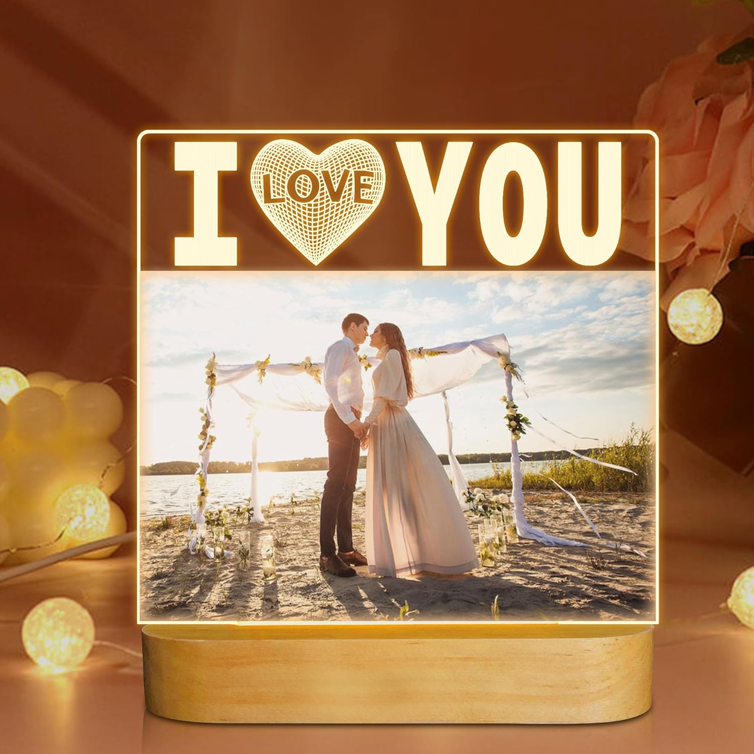 Attivolife I Love You Picture Frame, Light up Photo Frame