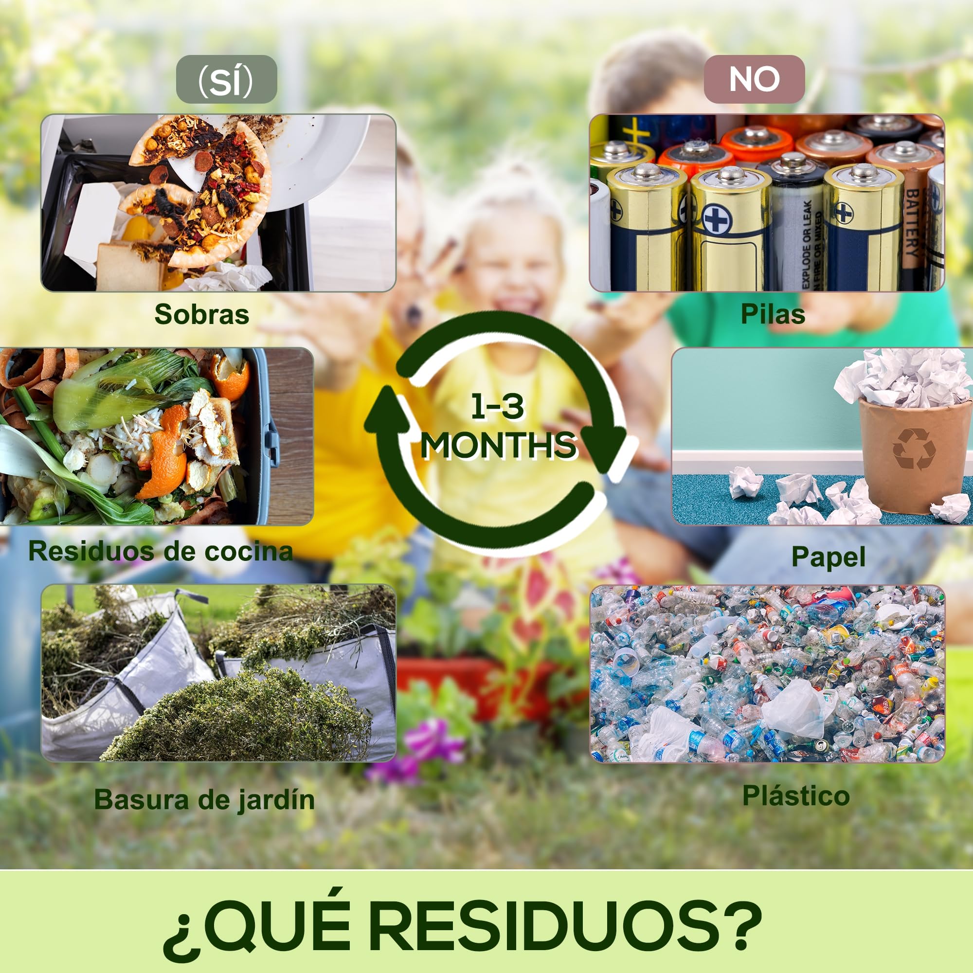 Outsunny Compostador Giratorio 65L Contenedor de Compostaje de Jardín con Aberturas de Ventilación Doble Cámara Compostadora Patas de Acero 60x49x77 cm Negro y Verde