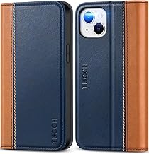 TUCCH Custodia per iPhone 13 5G Cover Magnetica Chiusura Portafoglio Tasca Carte Protezione Antiurto Pelle Sintetica Portacellulare Compatibile con iPhone 13 (6,1" 2021), Marrone & Blu