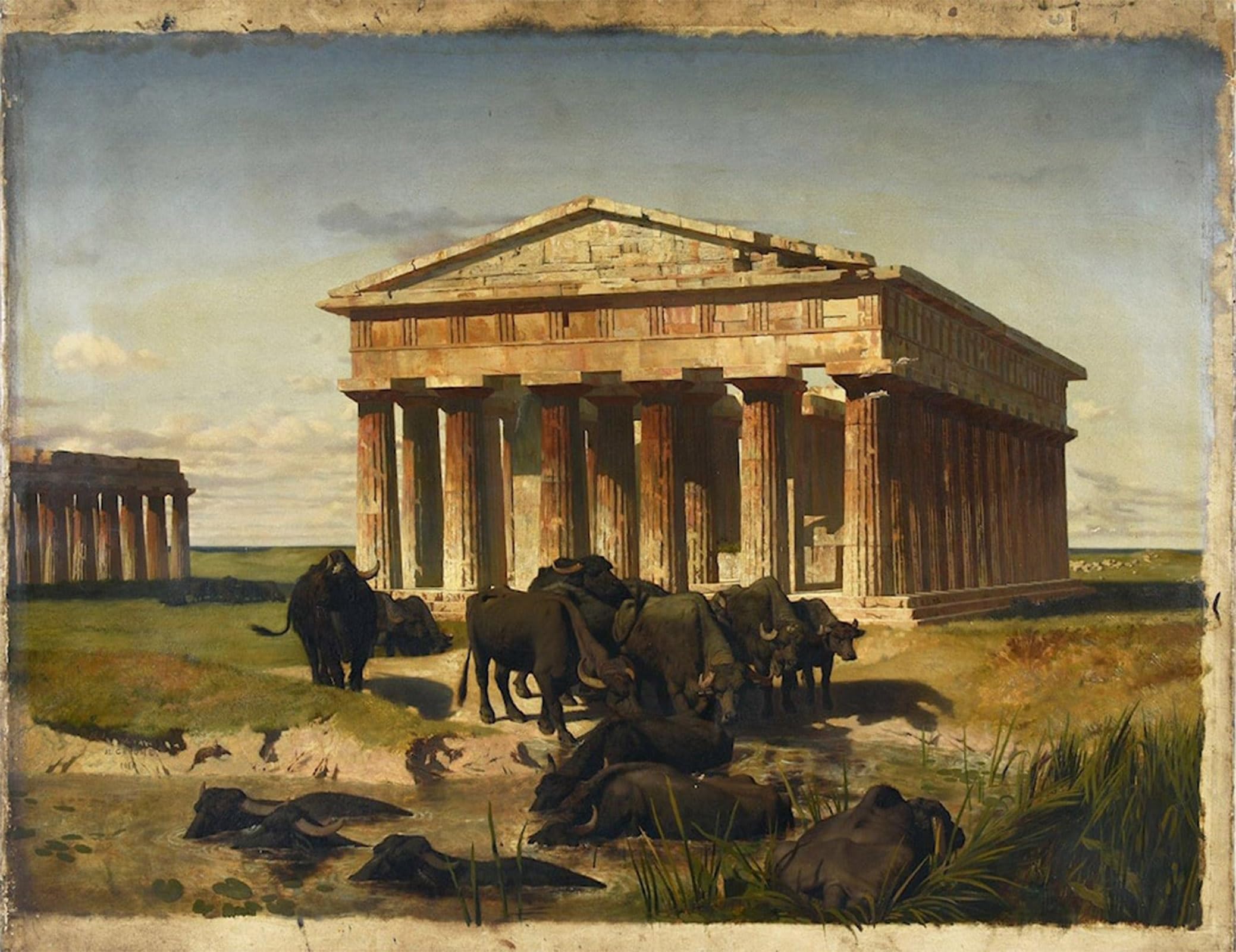 SERENDIPITP Vintage Wall Art Canvas Nordic Poster Canvas Print Picture Paestum Herd by Jean-léon Wall Art Poster for Home Decor 60x90cm