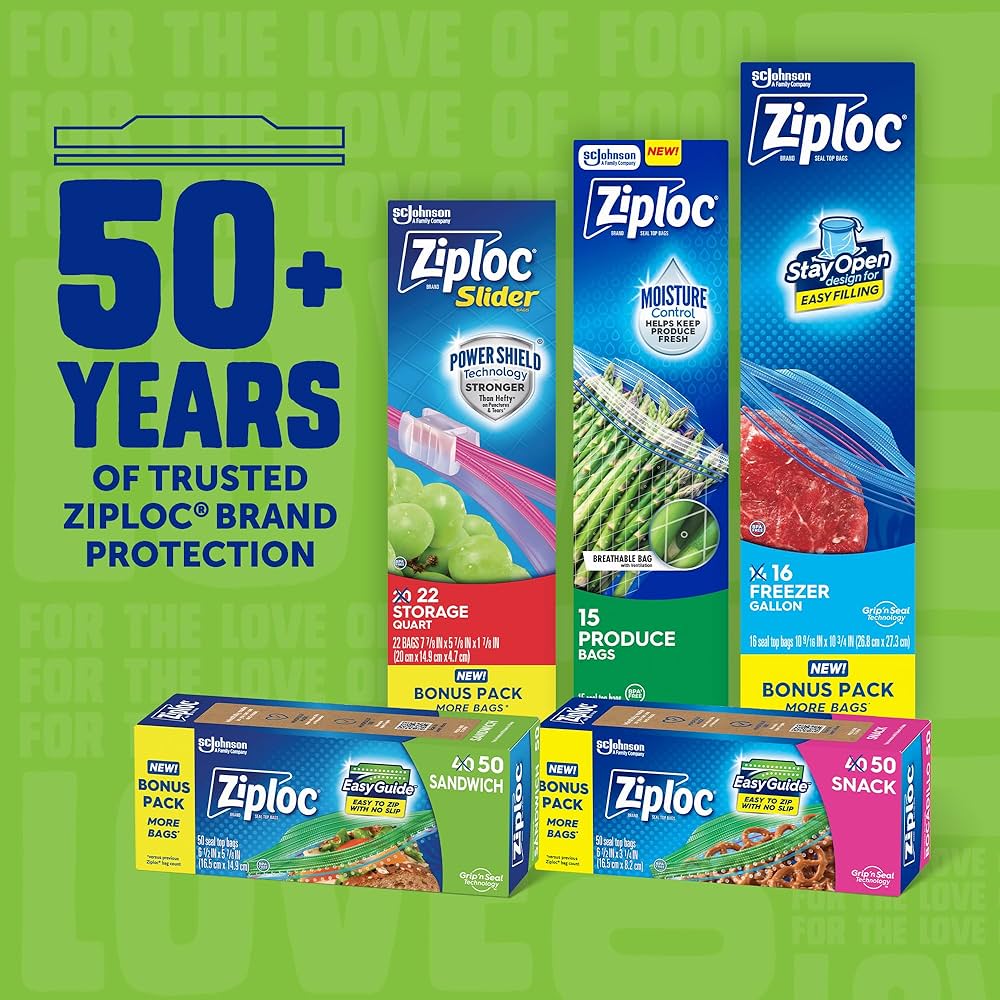 Amazon.com: Ziploc XL Sandwich and Snack Bags with EasyGuide