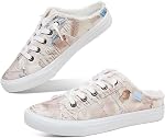 Obtaom Women Canvas Slippers Memory Foam Clipper Fashion Sneakers Comfortable Slip-On Mule Backless Holiday Shoes