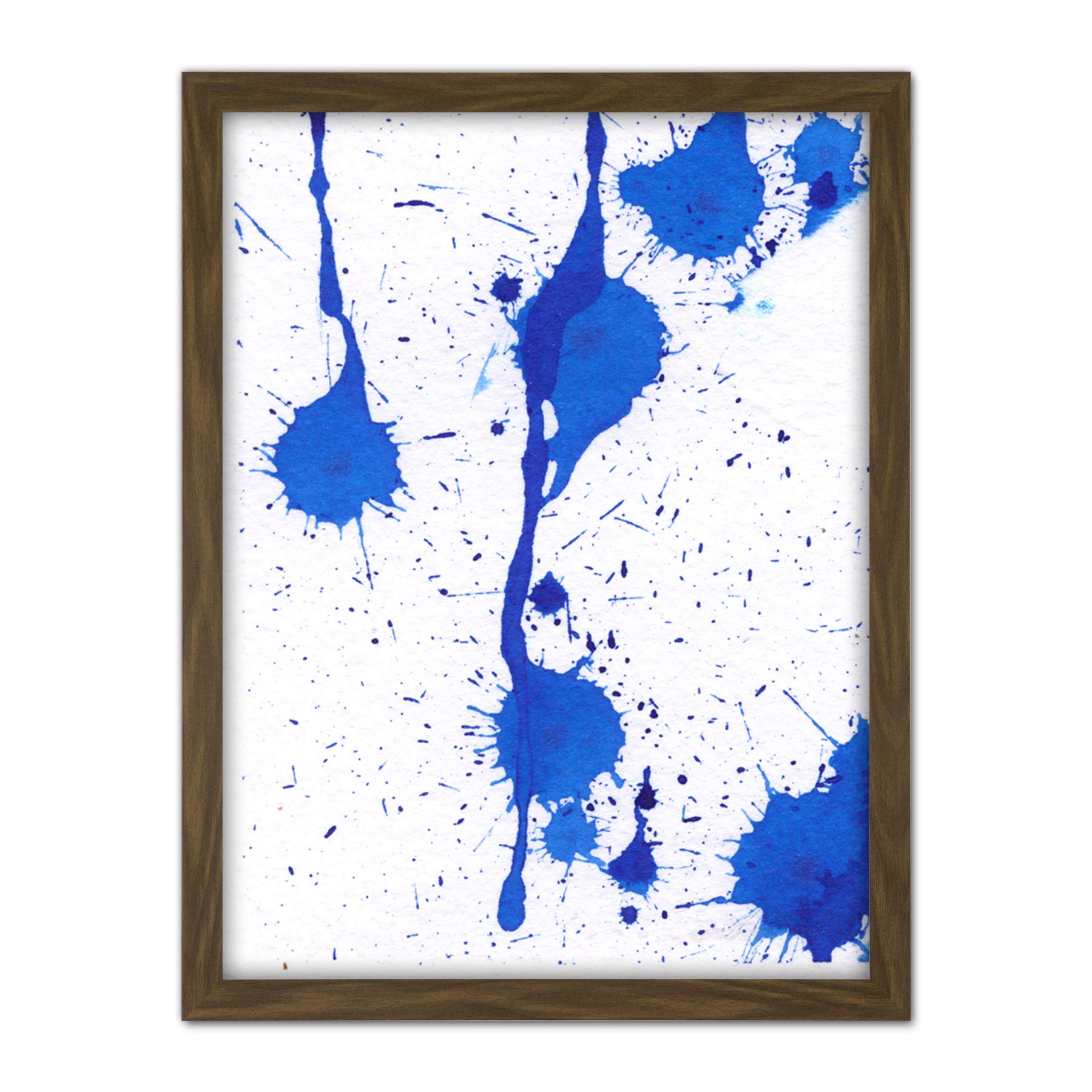 Artery8 Hendo Tanuki Abstract Blue Paint Splat Painting D Artwork Framed Wall Art Print 18X24 Inch