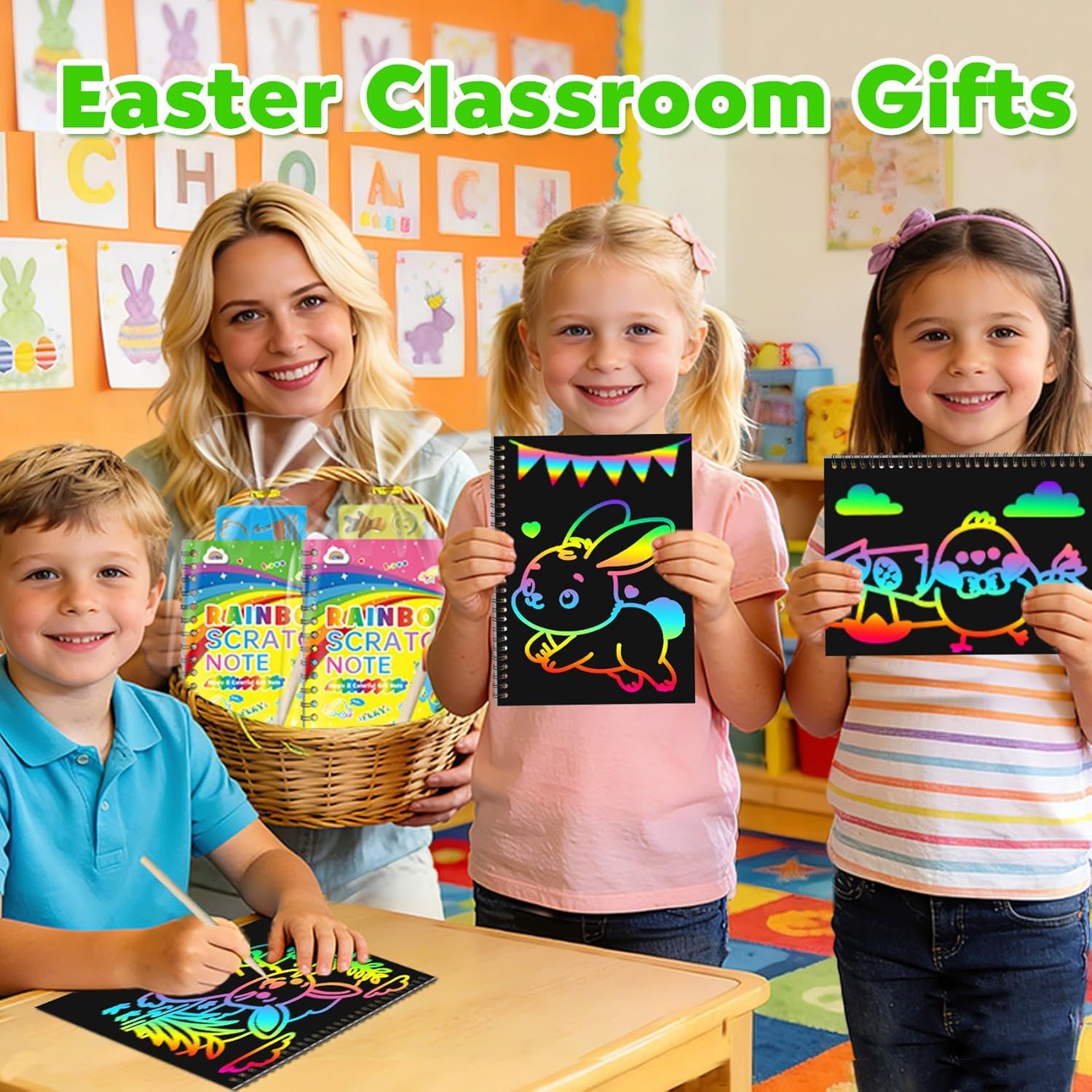 ZMLM 24 Libros Scratch Art Manualidades Kit con 24 Plantilla y Lápiz de Madera, Regalos Cumpleaños Niños Colegio, Detalles cumpleaños niños, Regalo niño y Niña Alumnos 3 a 9 Años — view 6