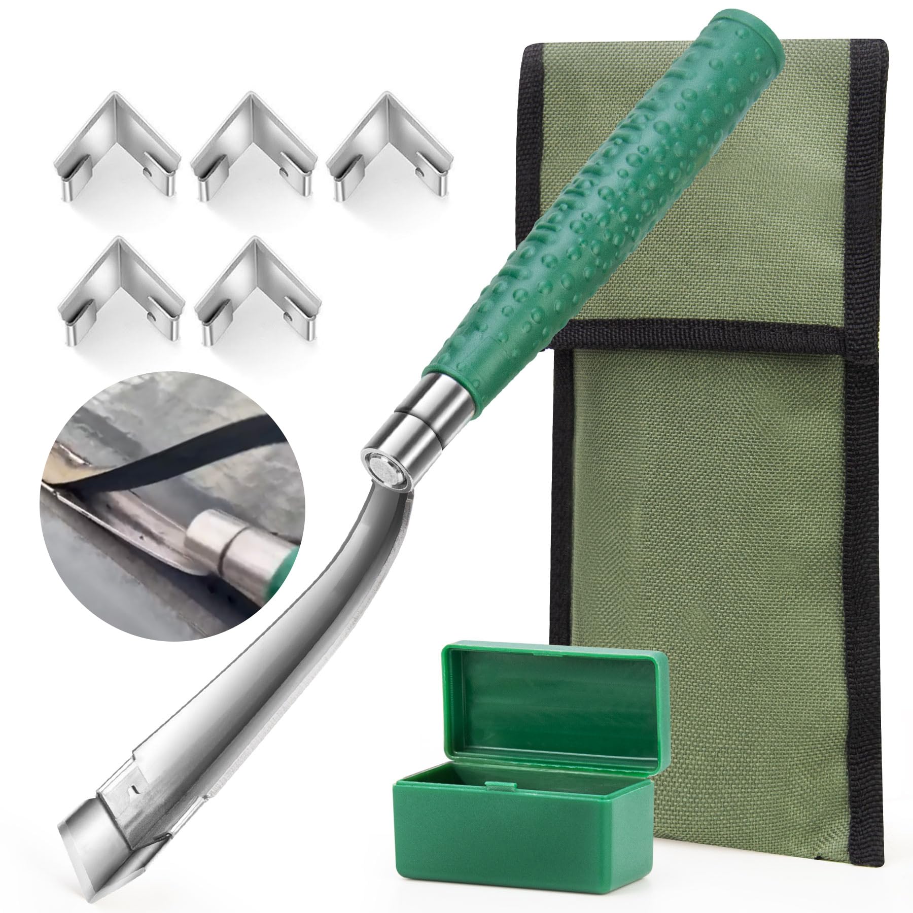 Xeerrfan Caulk Remover Tool, Detachable Caulk Removal Tool Big Size with 5 Replacement Stainless Steelhead, Glass Glue Angle Caulking Remover Scraper